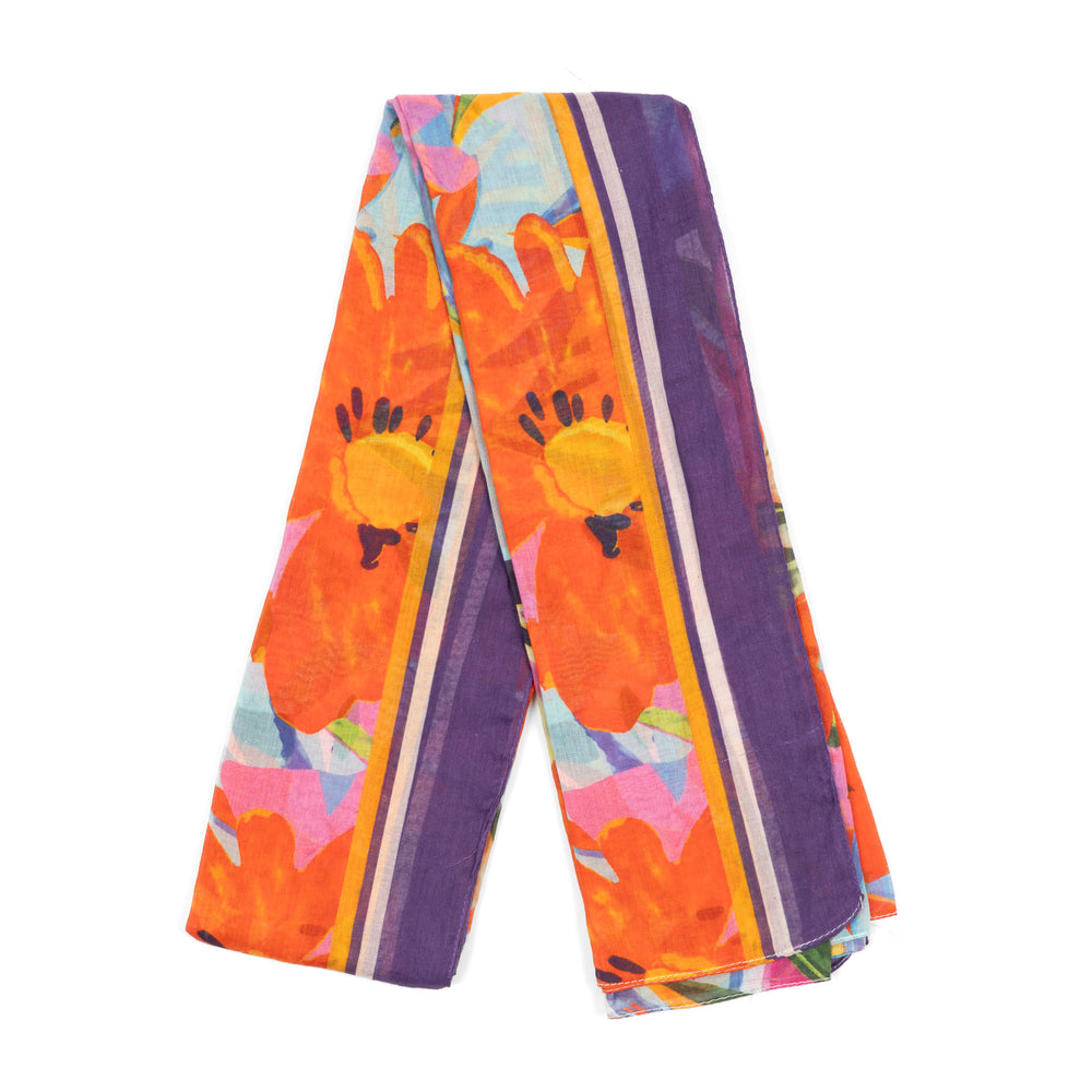 farrah-lightweight-cotton-scarf-purple-multi-floral-print-folded-bordered-colourful-design