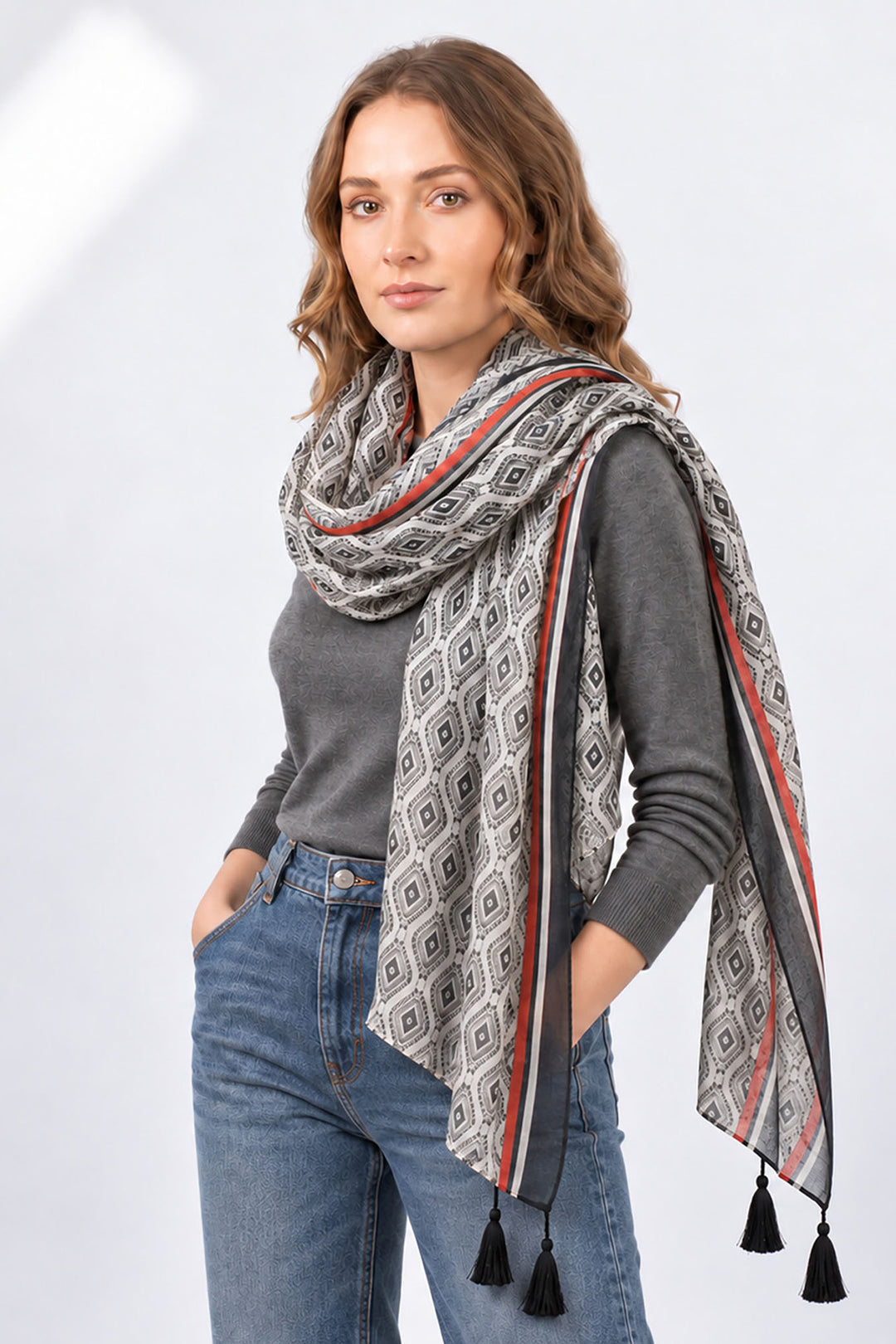 Bodhi-Lightweight-Cotton-Scarf-Black-Mosaic-Print
