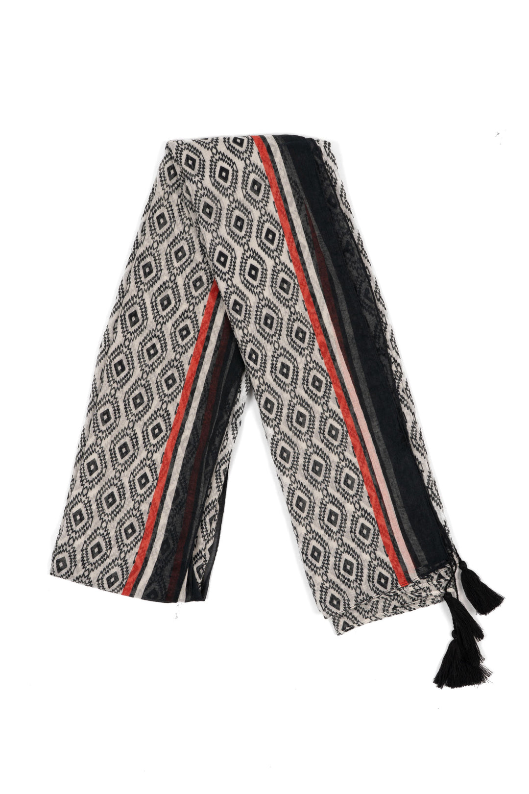bodhi-lightweight-cotton-scarf-black-mosaic-print-folded-border-stripes-tassels