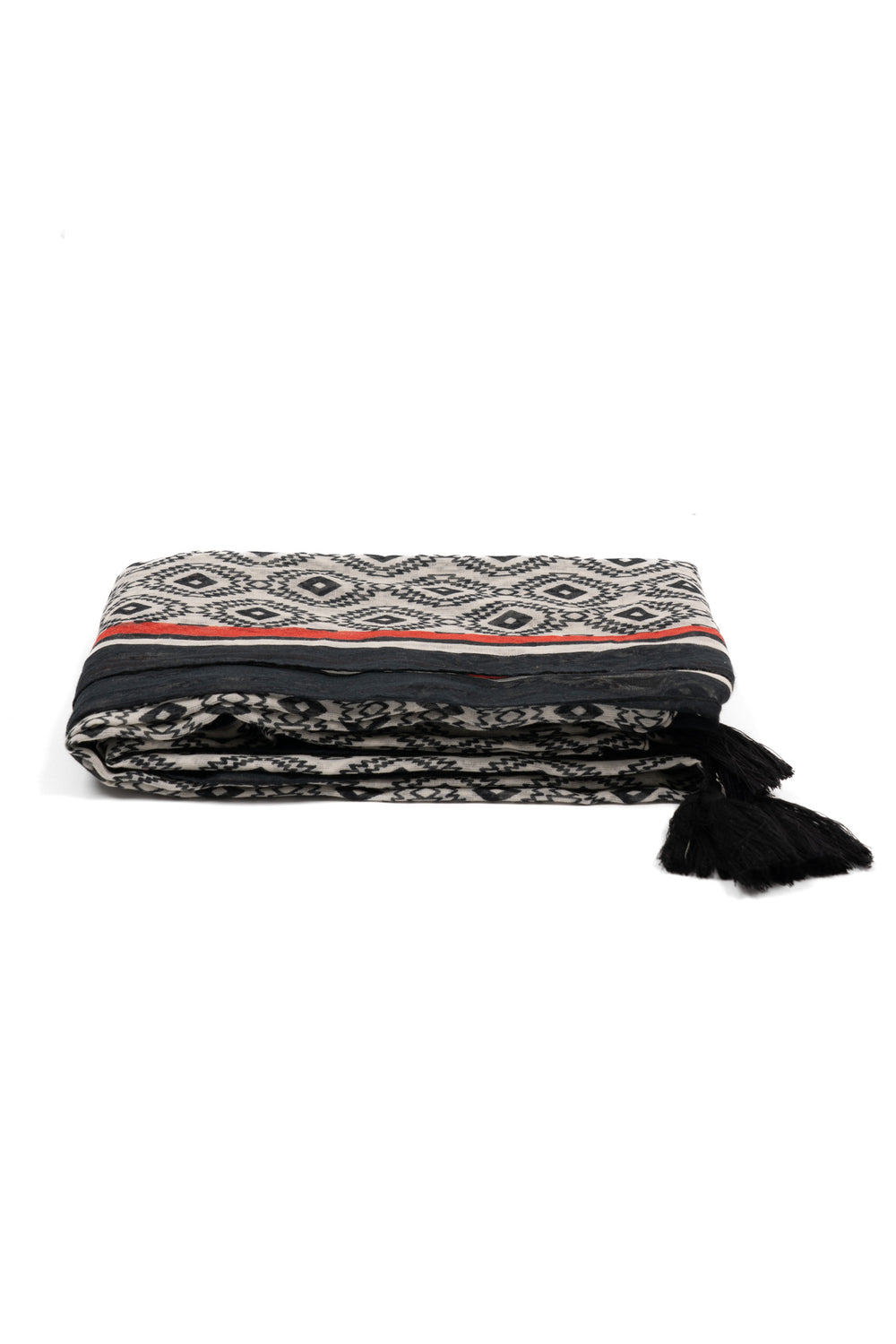 bodhi-lightweight-cotton-scarf-black-mosaic-print-folded-square