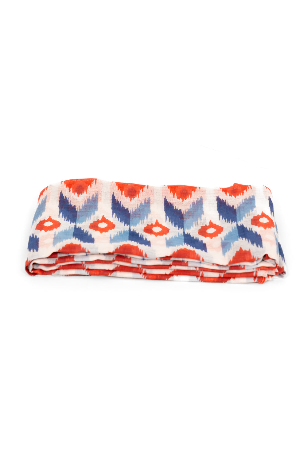 ayla-lightweight-scarf-red-blue-ikat-print-folded-summer-weight