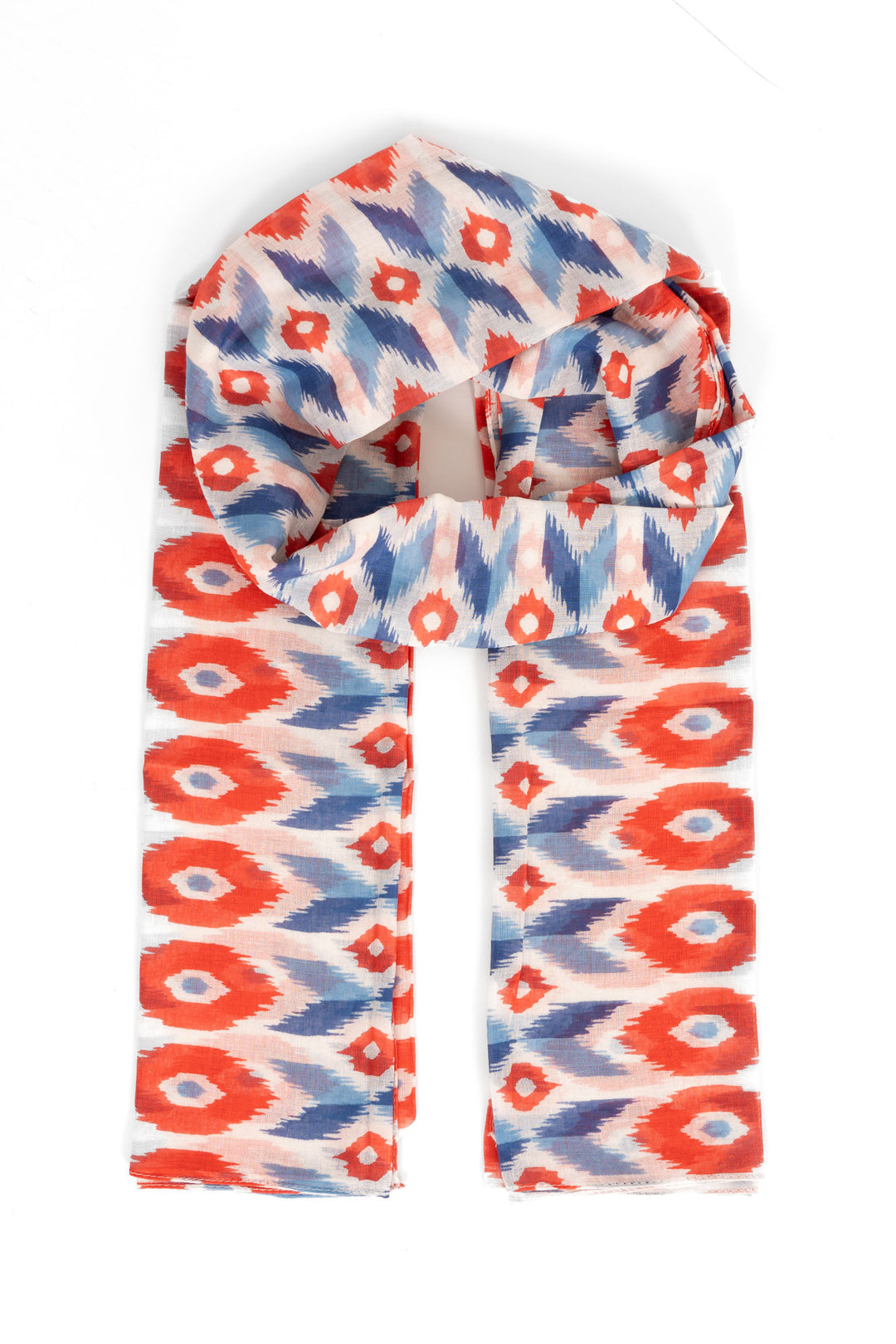 ayla-lightweight-scarf-red-blue-ikat-print-colourful-moroccan-pattern