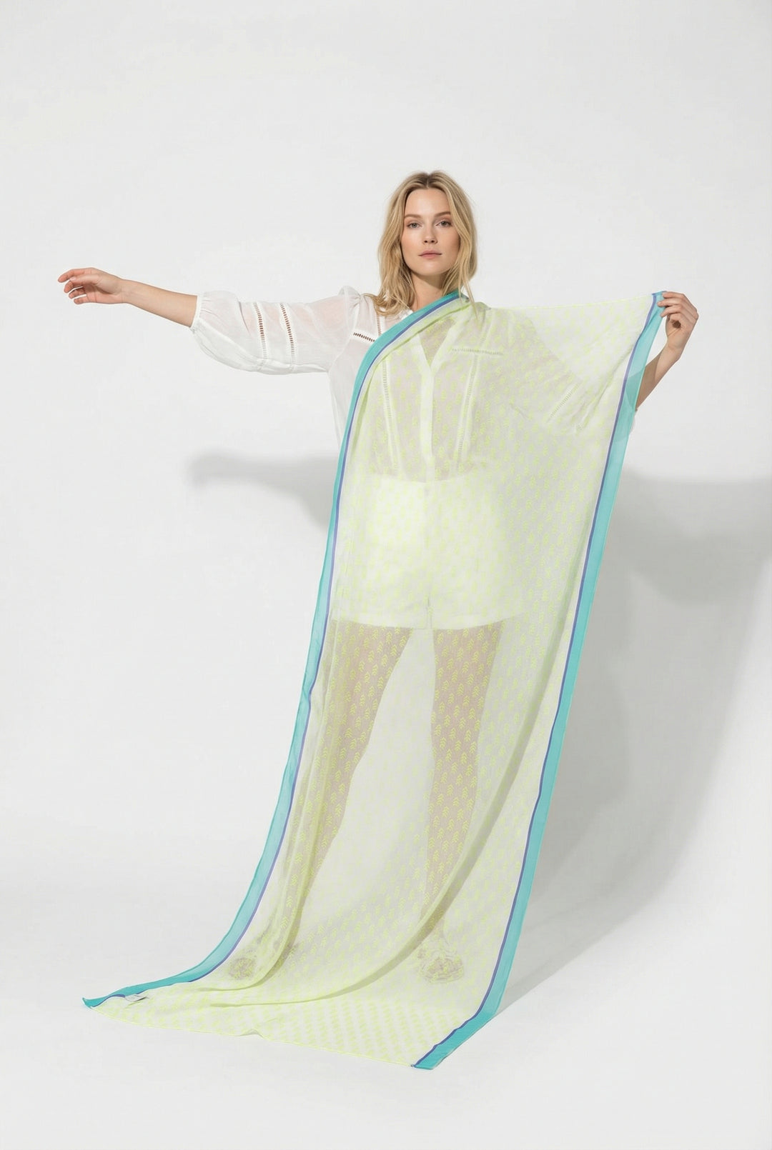 Lime-Chevron-Print-Cotton-Scarf