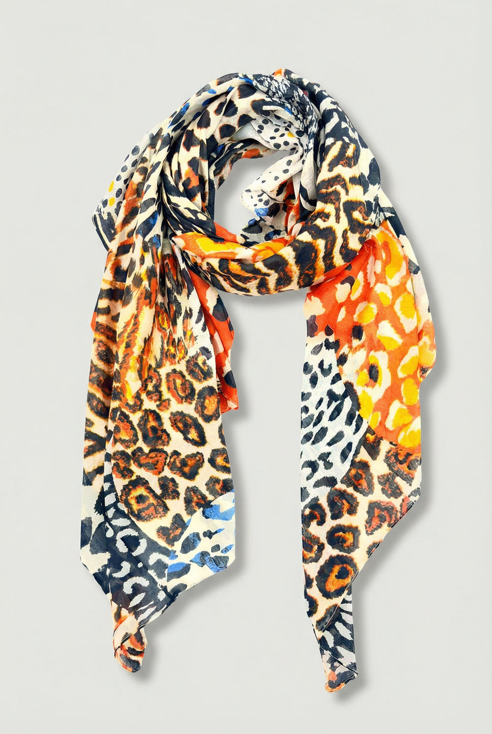 Neutral-and-orange-leopard-print-cotton-scarf