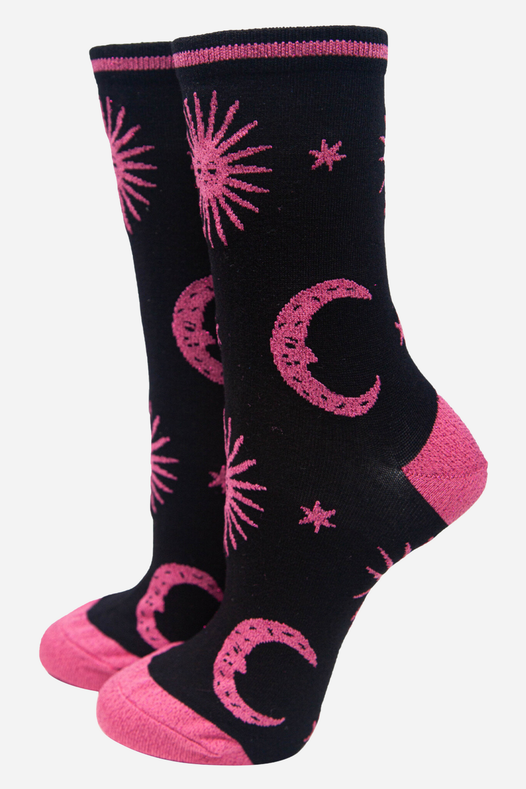 Women's Bamboo Glitter Socks Celestial Novelty Ankle Socks Star Moon Gift Set Box