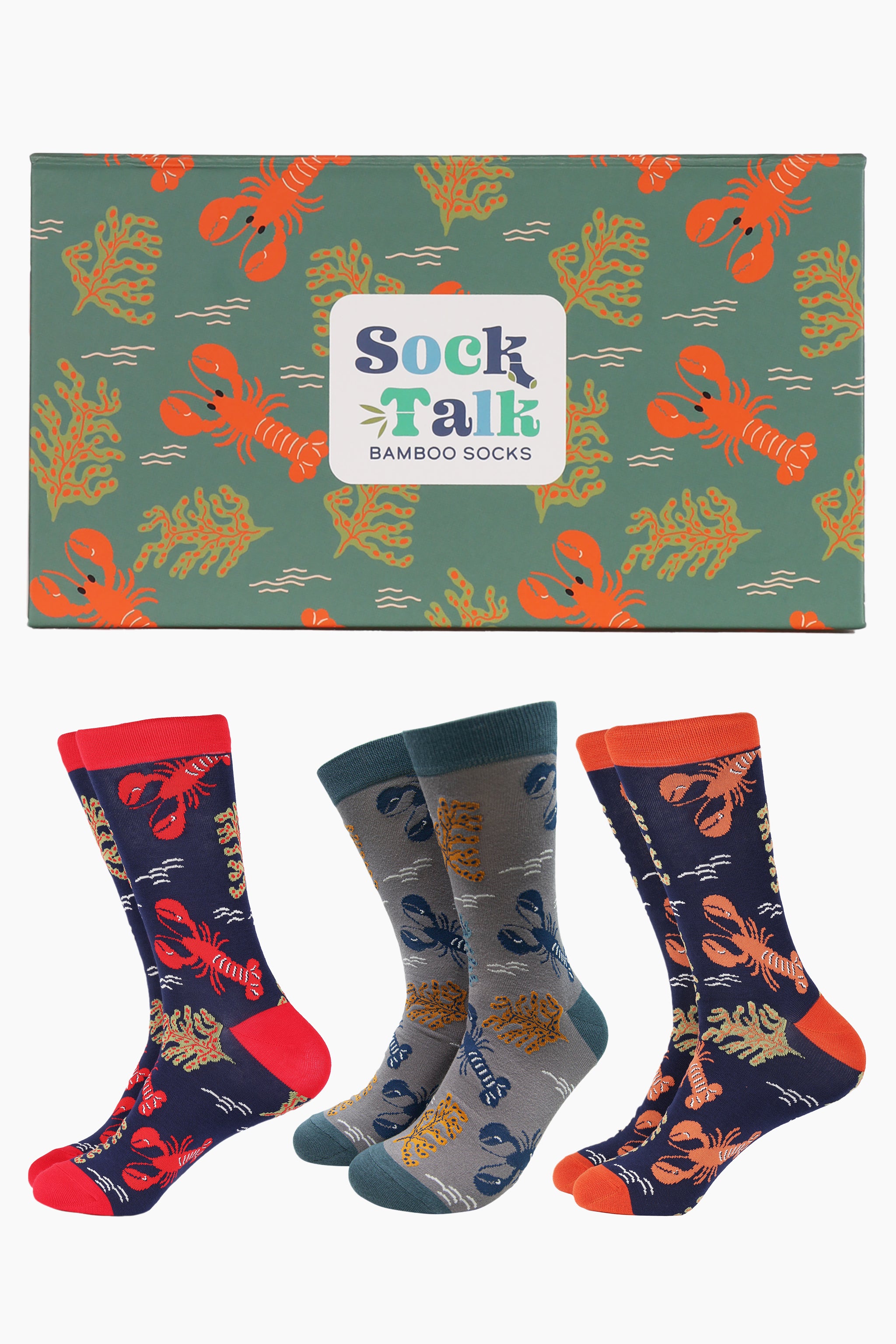 Sock Talk UK Men's Lobster Print Bamboo Socks Novelty Gift Set UK – MSH ...