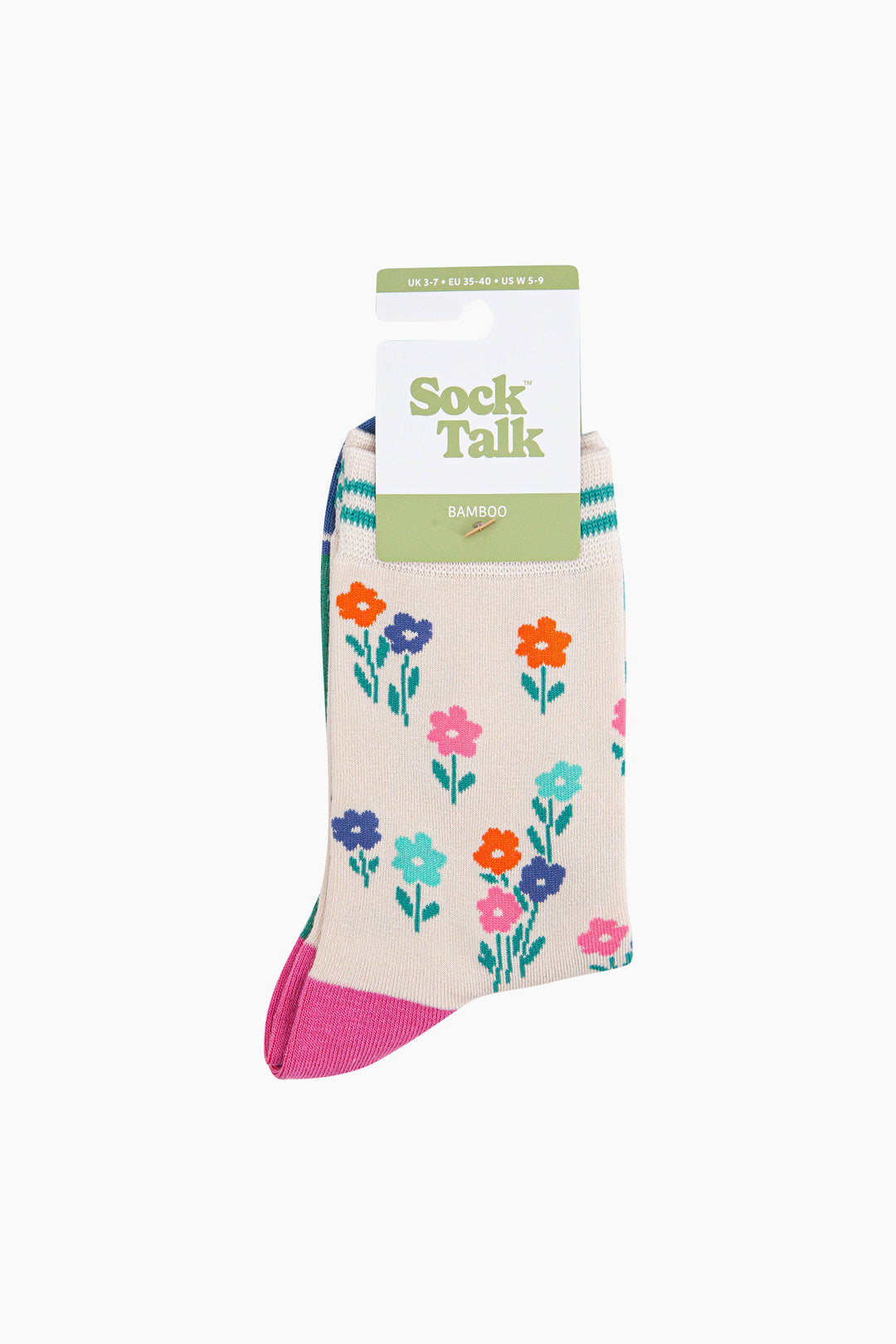 Wildflowers-Bamboo-Socks-in-Cream-In-Packaging