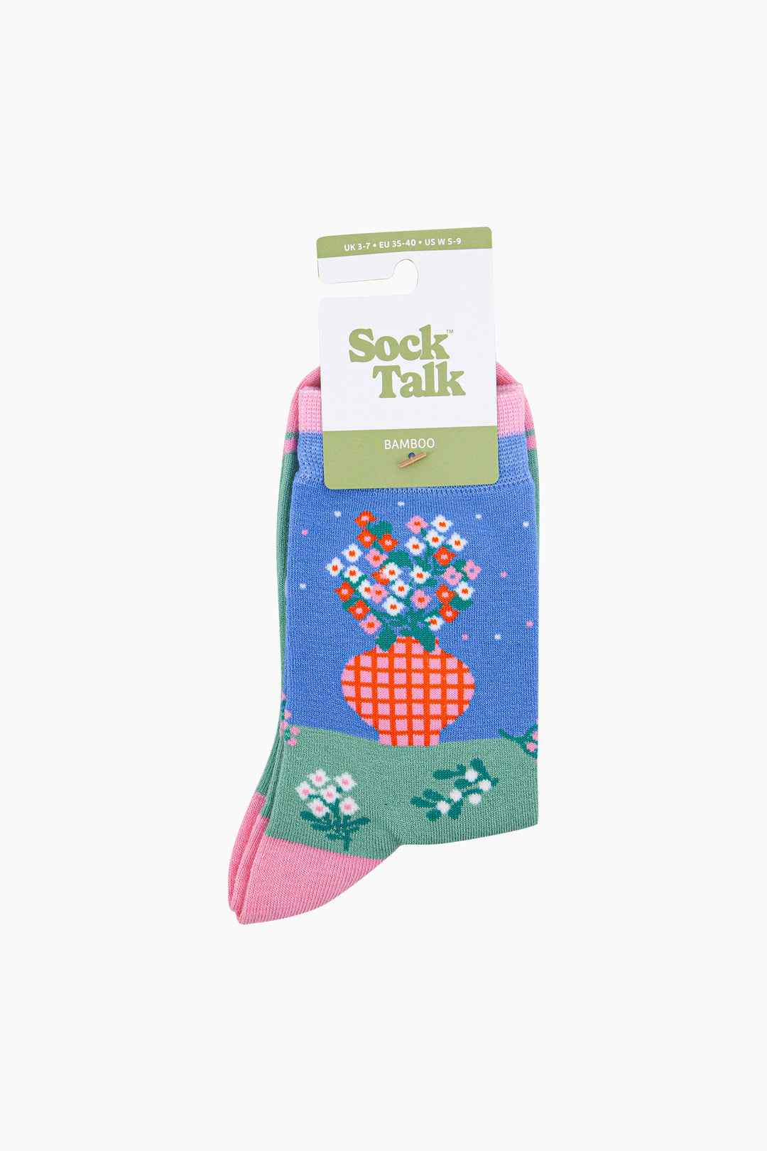 Flower-Vase-Bamboo-Socks-in-Blue-In-Packaging