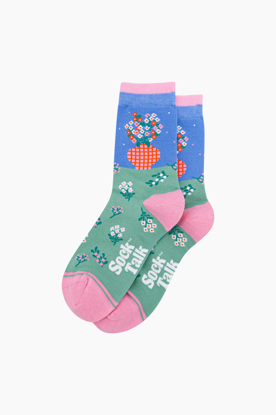 Flower-Vase-Bamboo-Socks-in-Blue-Lying-Flat