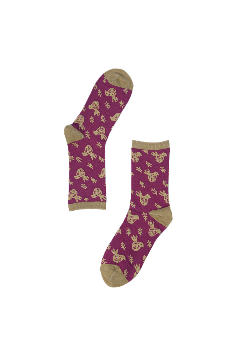 Womens Bamboo Socks Scandi Bird Ankle Socks Pink