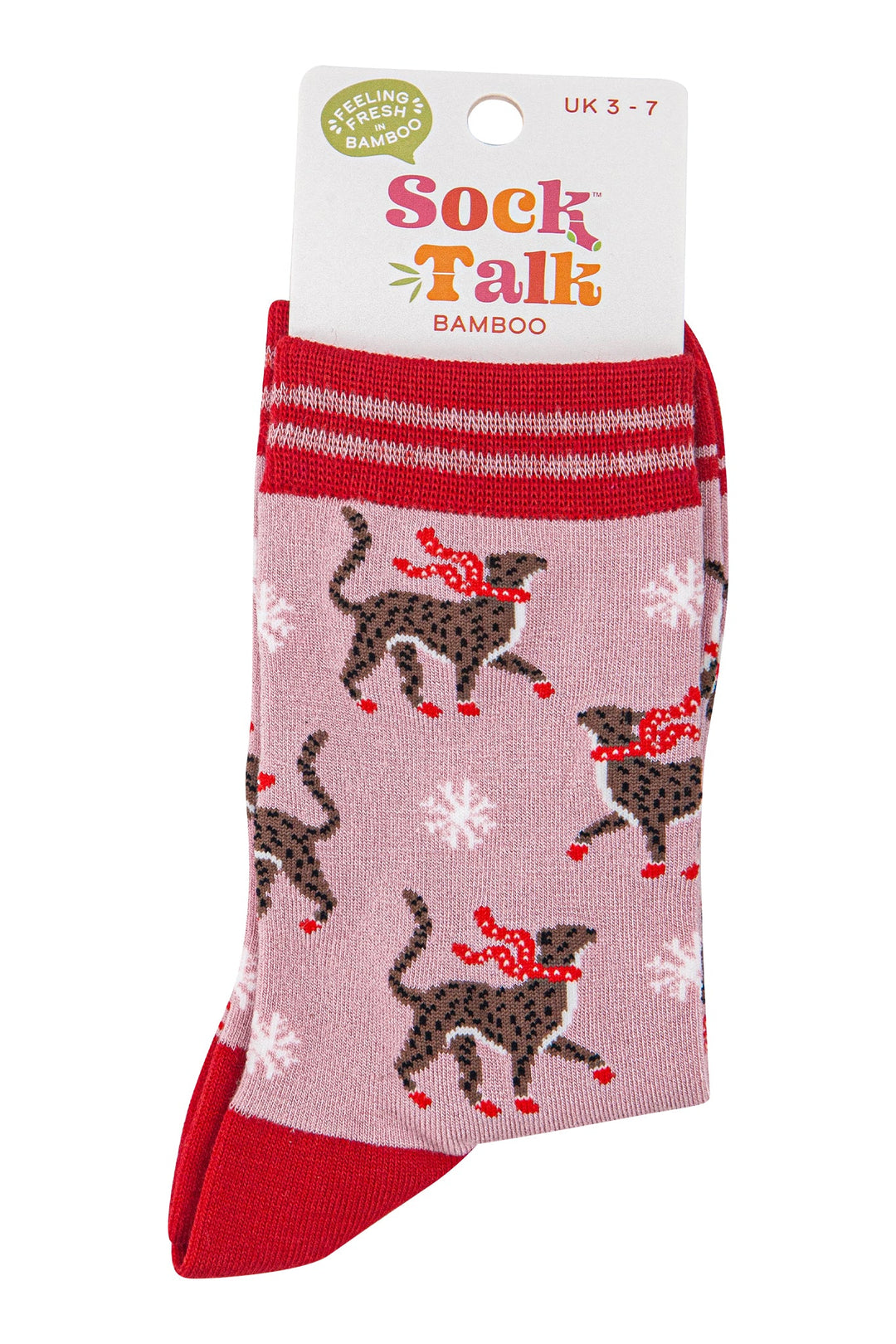 womens-bamboo-socks-pink-red-winter-cheetah-in-sock-talk-packaging