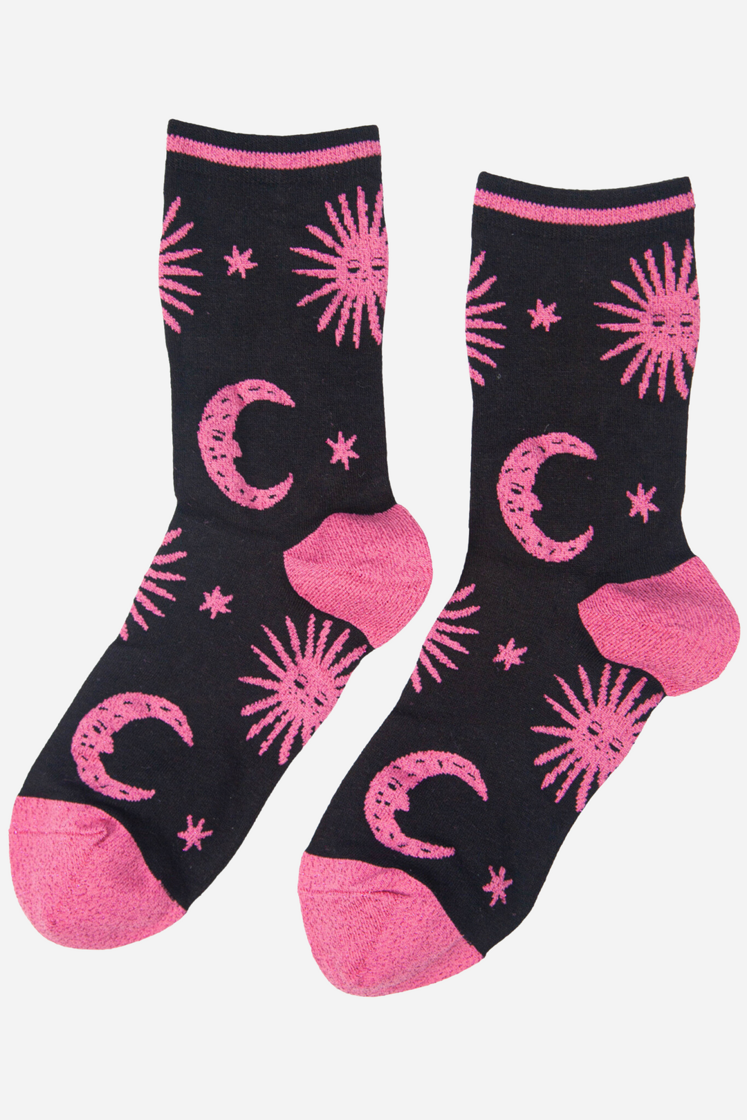Fuchsia Women's Glitter Celestial Print Bamboo Socks