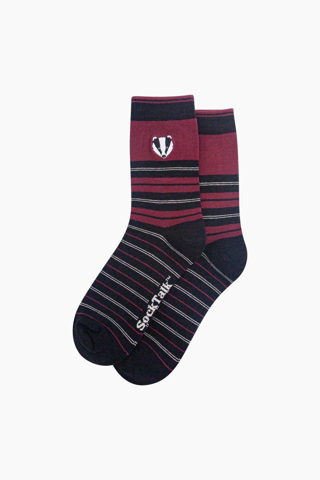 Badger-Combed-Cotton-Pattern-Embroidered-Socks-in-Burgundy-Laid-Flat