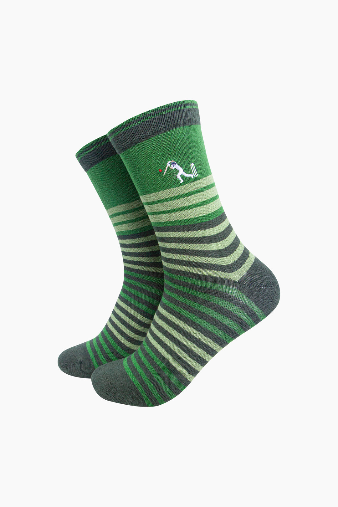 Cricket-Player-Combed-Cotton-Pattern-Embroidered-Socks-in-Green-On-Mannequin