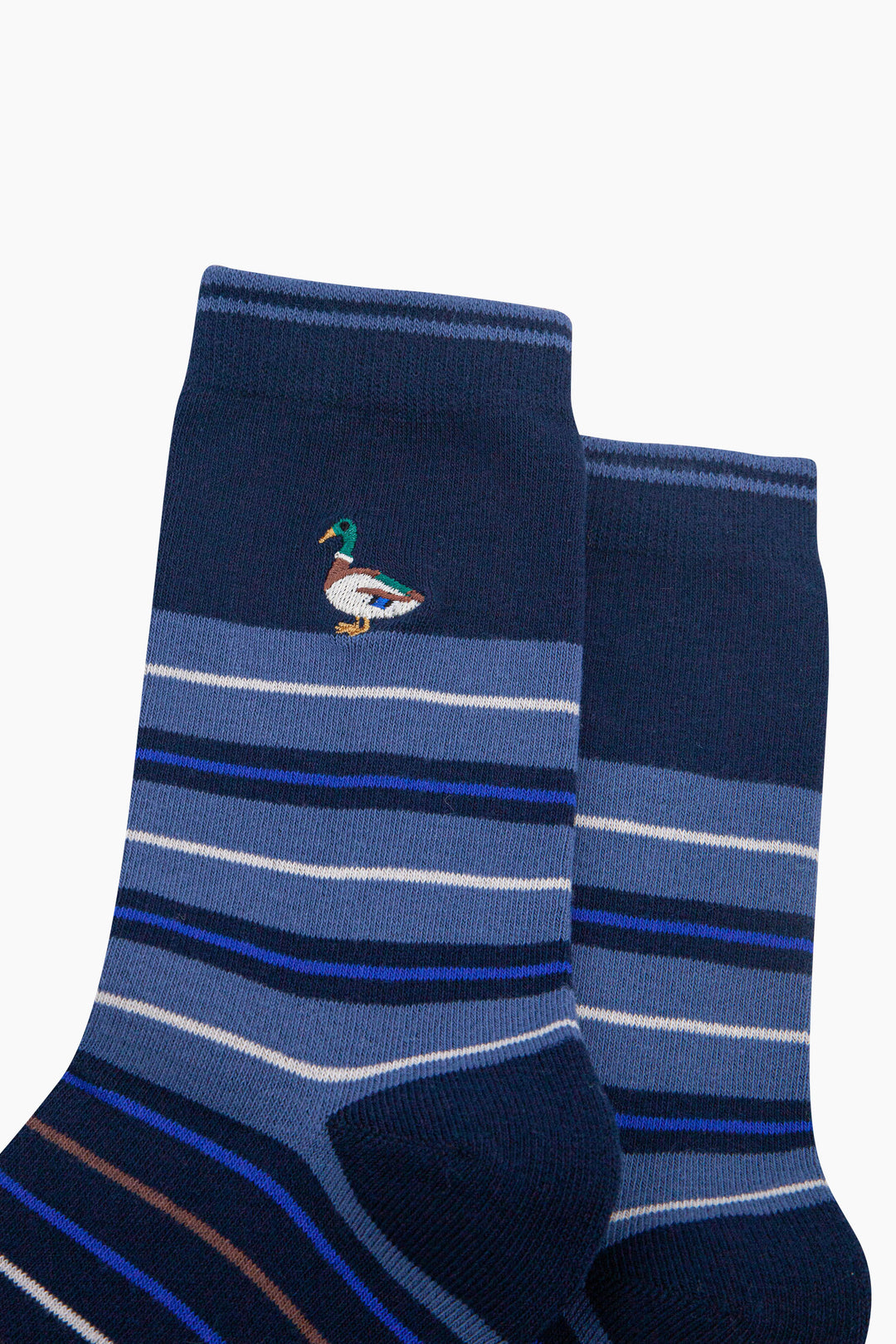 Mallard-Duck-Combed-Cotton-Pattern-Embroidered-Socks-in-Navy-Blue-Close-Up
