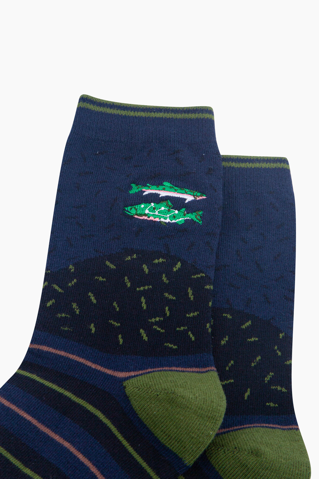 River-Fish-Combed-Cotton-Pattern-Embroidered-Socks-in-Deep-Blue-Close-Up