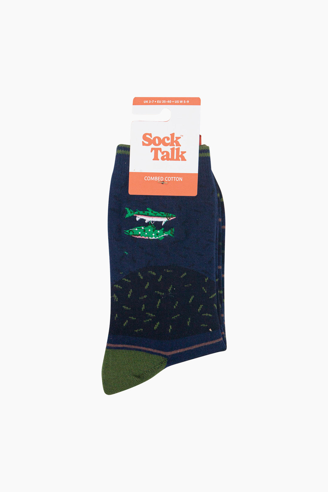 River-Fish-Combed-Cotton-Pattern-Embroidered-Socks-in-Deep-Blue-In-Packaging