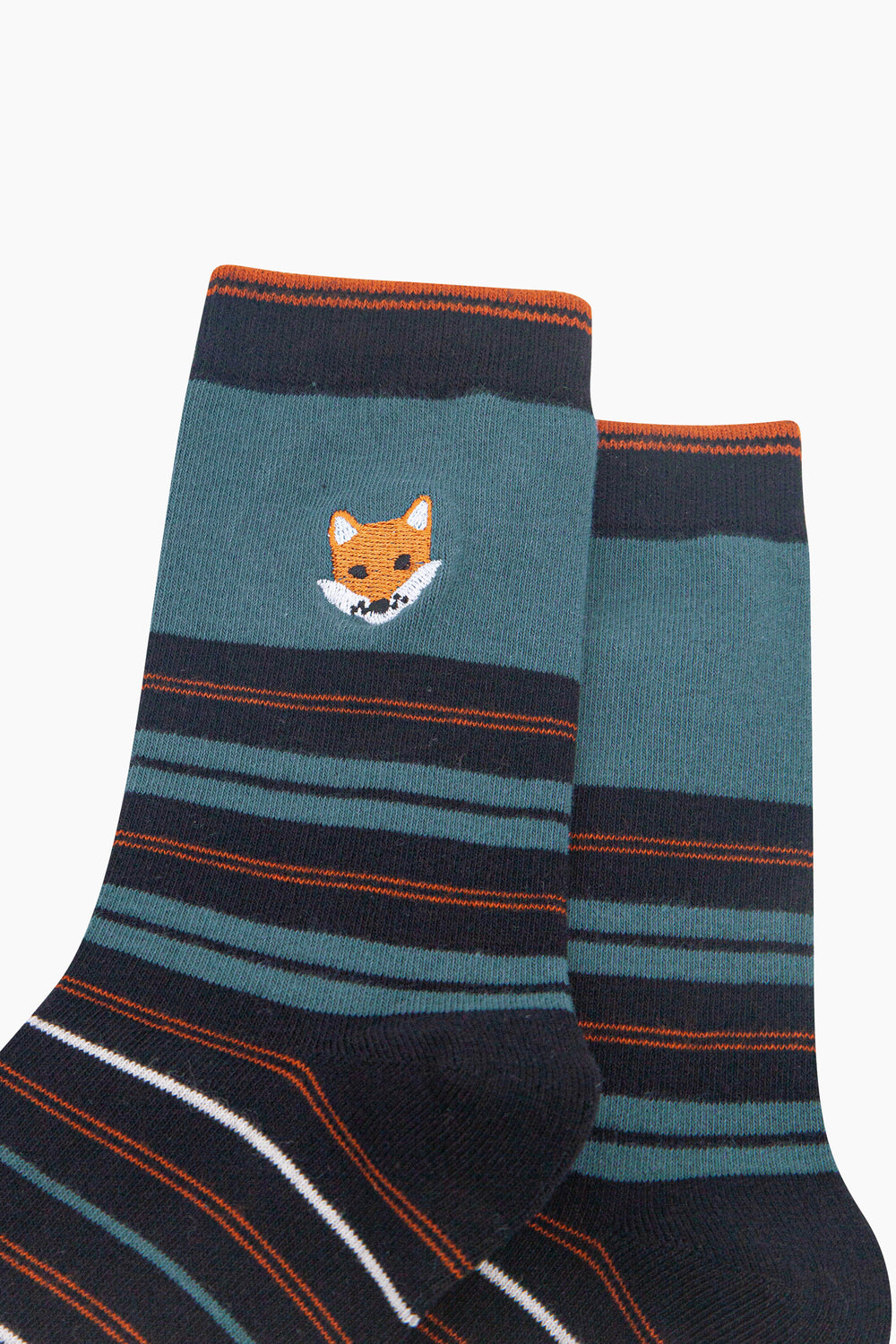 Fox-Combed-Cotton-Pattern-Embroidered-Socks-in-Teal-Close-Up