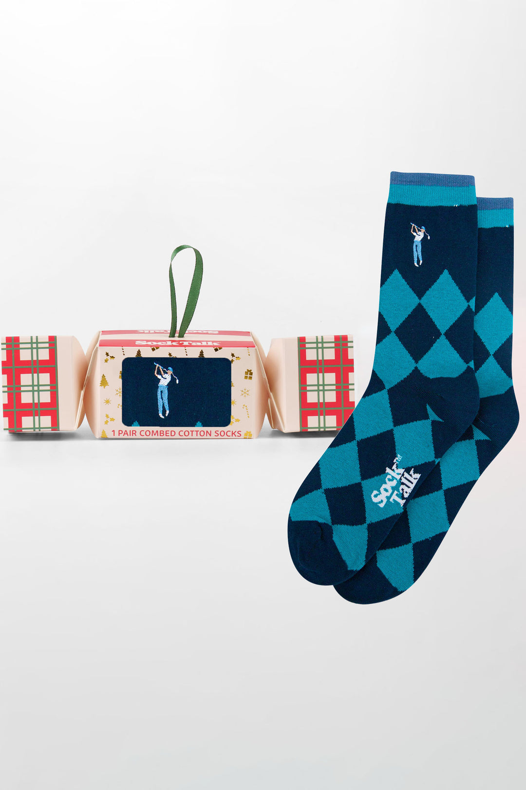 Golfer-Embroidered-Combed-Cotton-Crew-Socks-Christmas-Cracker-Gift-Box-in-Blue
