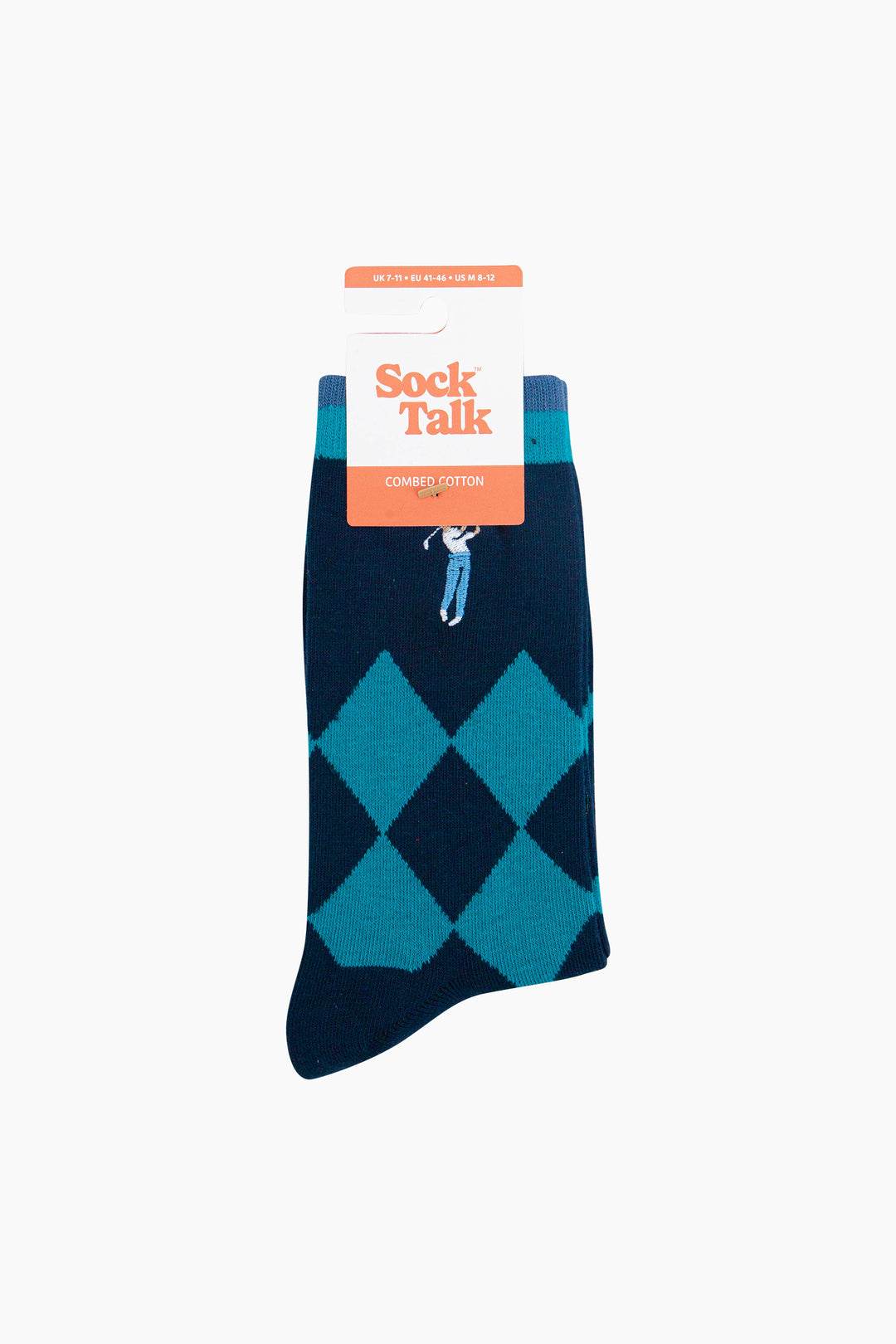 Embroidered-Golfer-Argyle-Combed-Cotton-Socks-in-Blue-In-Packaging