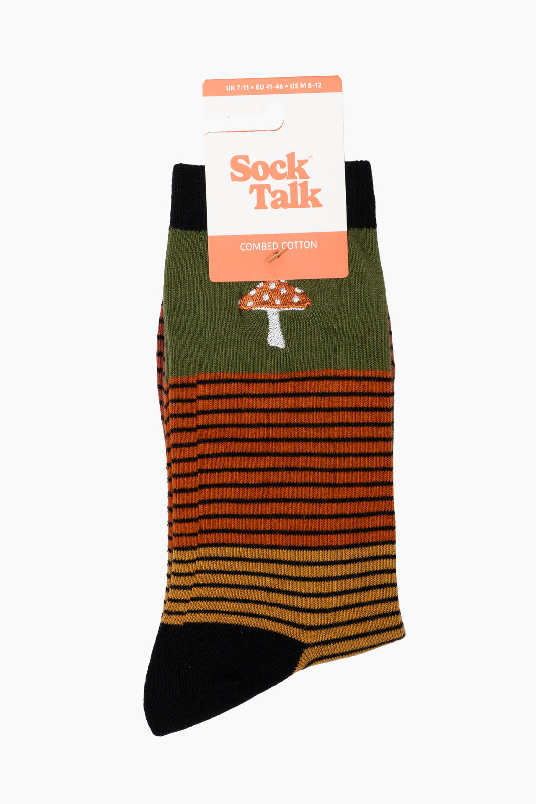 Embroidered-Toadstool-Striped-Combed-Cotton-Socks-in-Khaki-In-Packaging