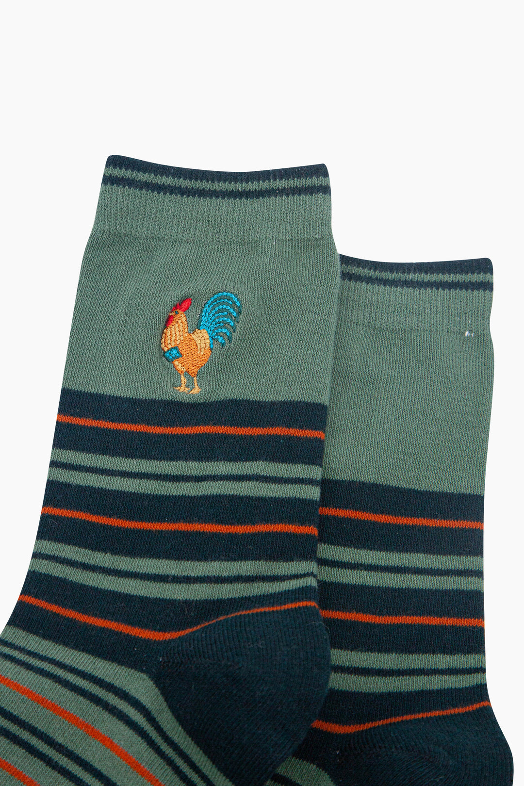 Rooster-Combed-Cotton-Pattern-Embroidered-Socks-in-Sage-Green-Close-Up