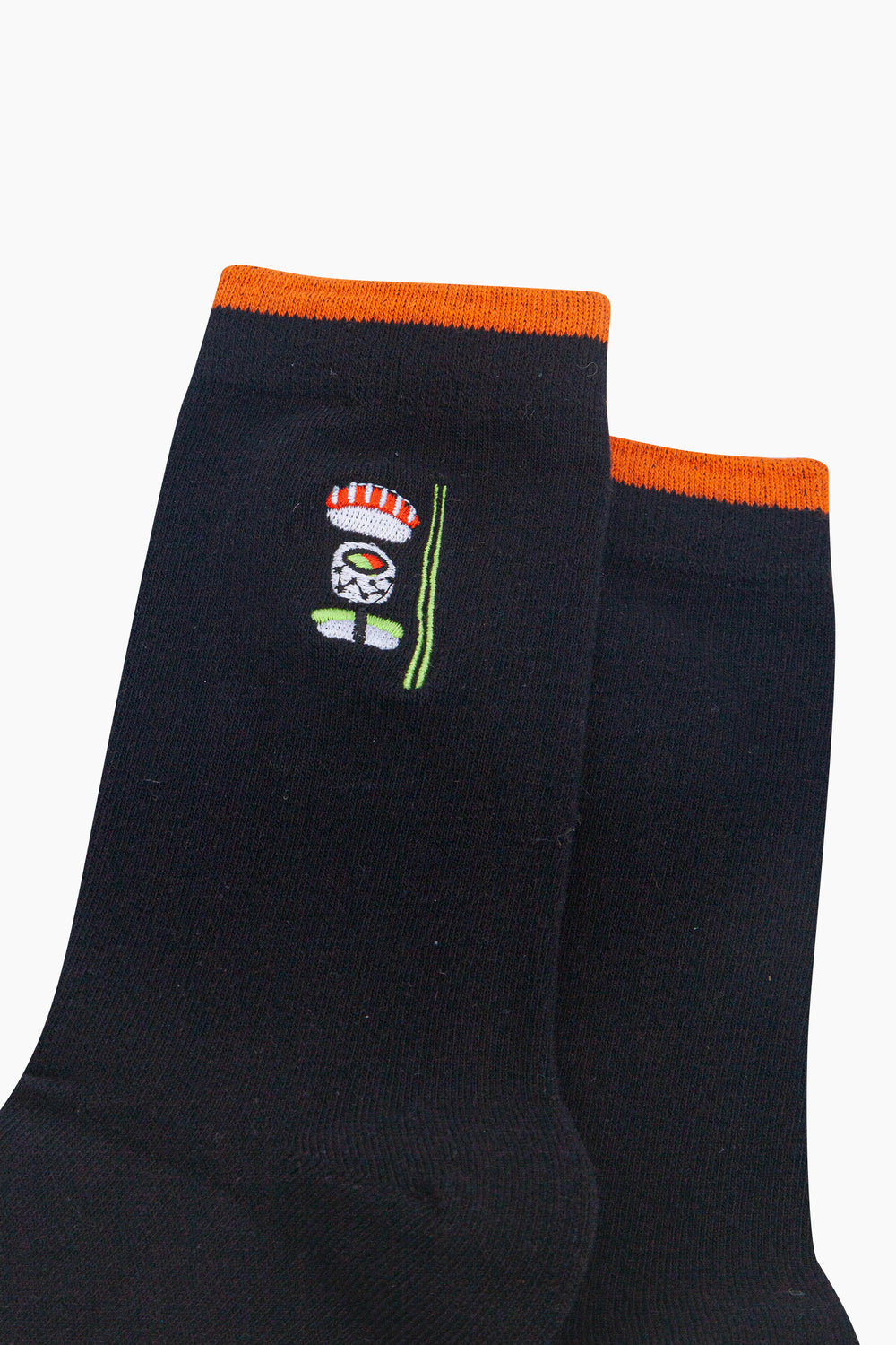 Sushi-Combed-Cotton-Pattern-Embroidered-Socks-in-Black-Close-Up