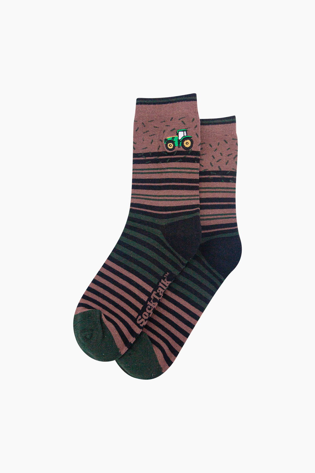 Tractor-Combed-Cotton-Pattern-Embroidered-Socks-in-Brown-Laid-Flat