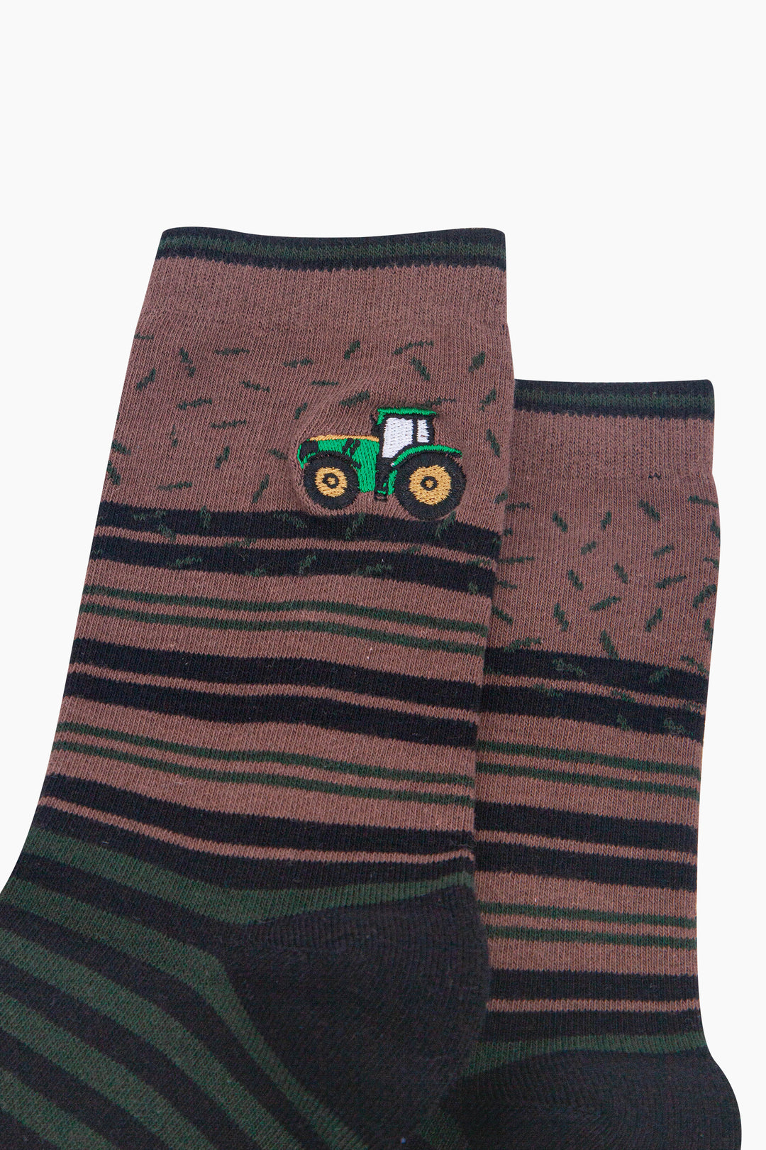 Tractor-Combed-Cotton-Pattern-Embroidered-Socks-in-Brown-Close-Up
