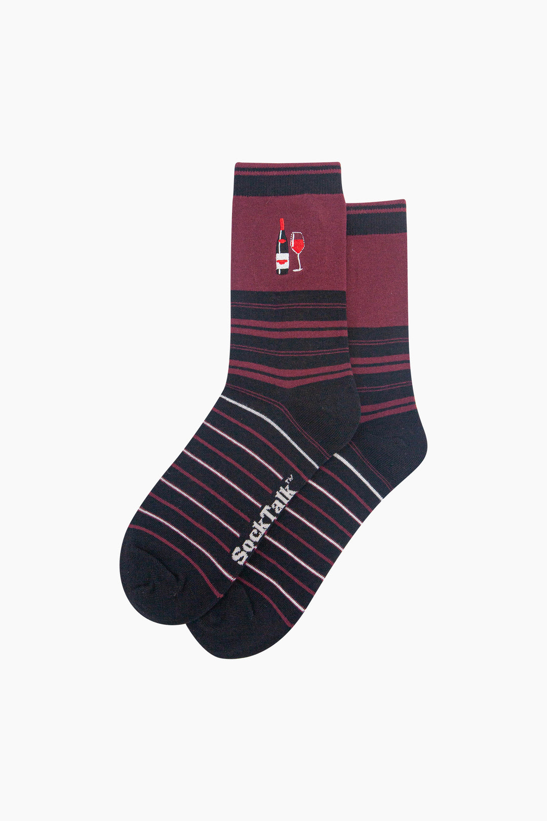 Red-Wine-Combed-Cotton-Pattern-Embroidered-Socks-in-Burgundy-Laid-Flat
