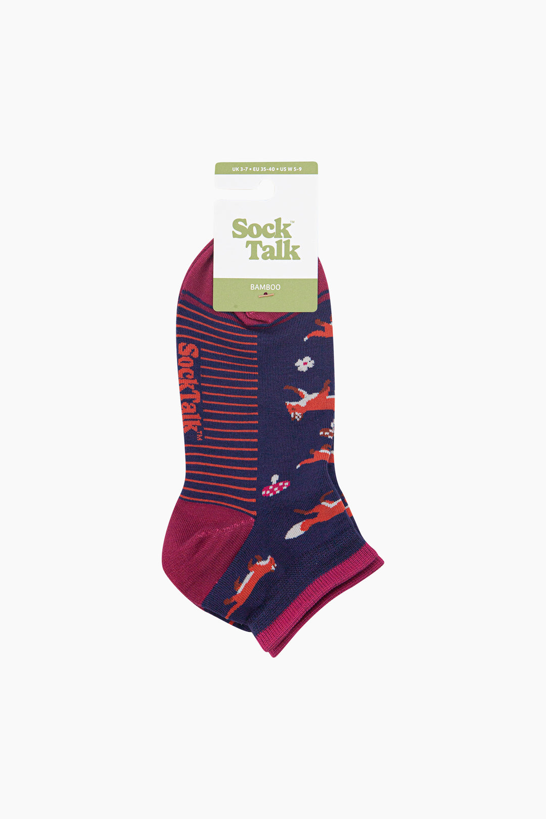 Fox-Women's-Bamboo-Trainer-Socks-in-Navy-Blue-In-Packaging