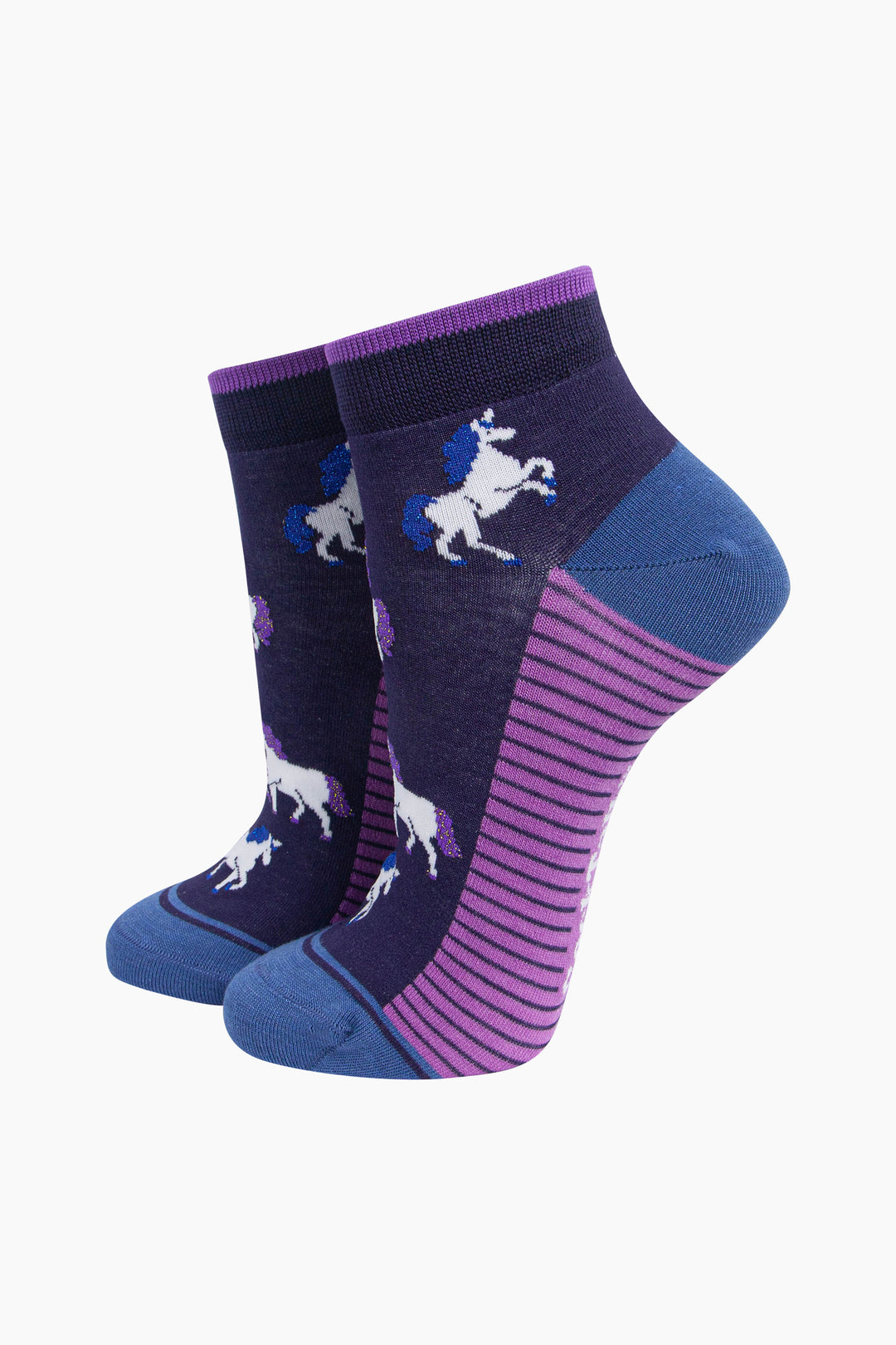 Unicorn Women's Bamboo Trainer Socks in Navy Blue