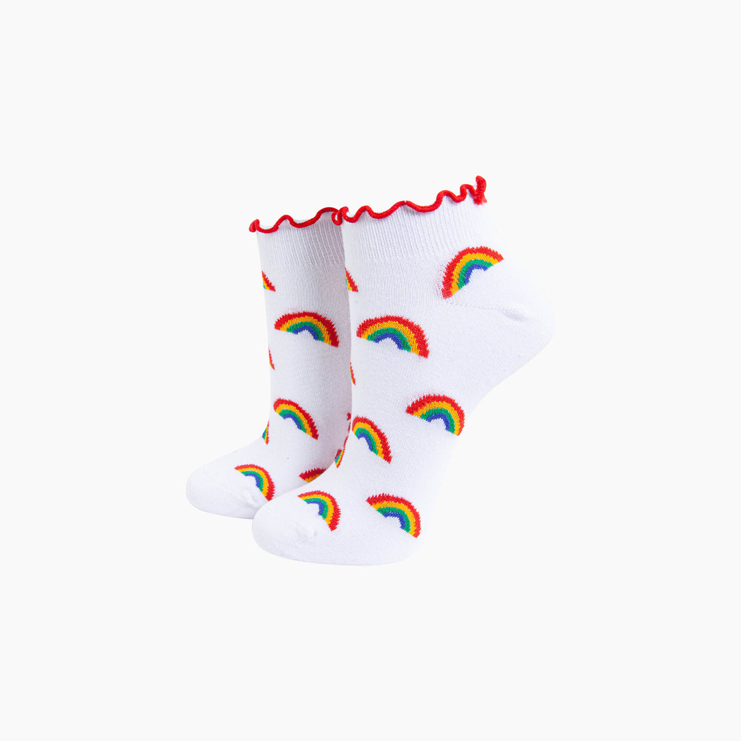 Rainbow-Frilled-Cuff-Combed-Cotton-Trainer-Socks-in-White-Mannequin