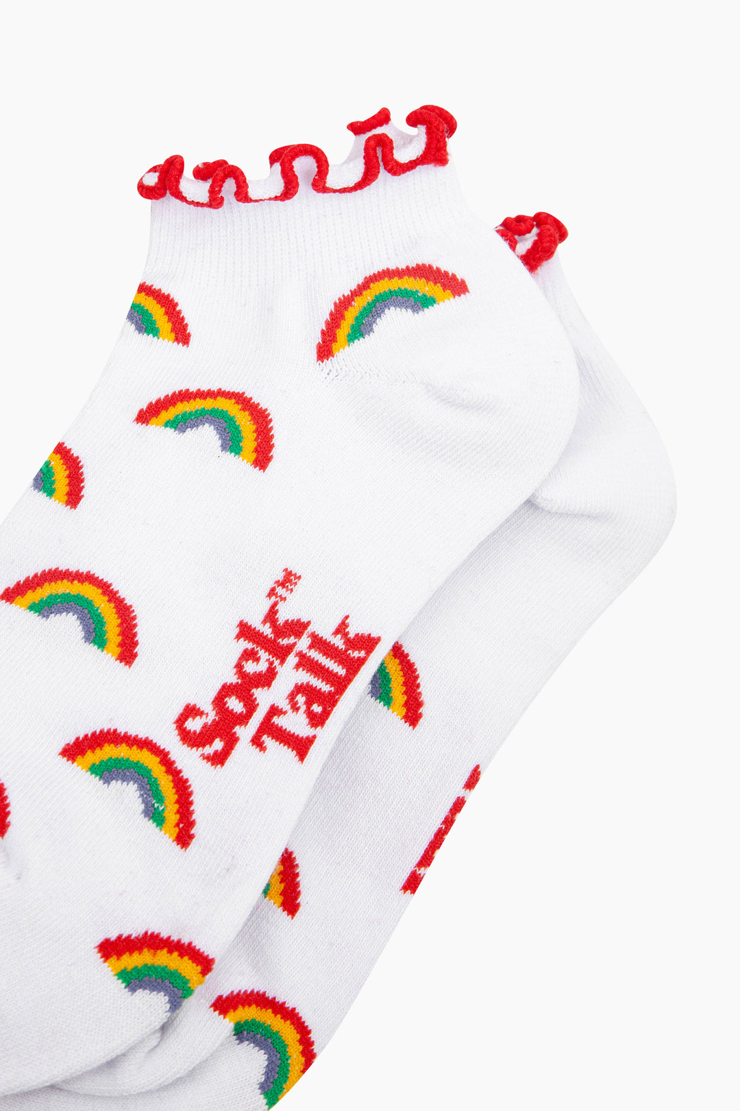 Rainbow-Frilled-Cuff-Combed-Cotton-Trainer-Socks-in-White-Closeup