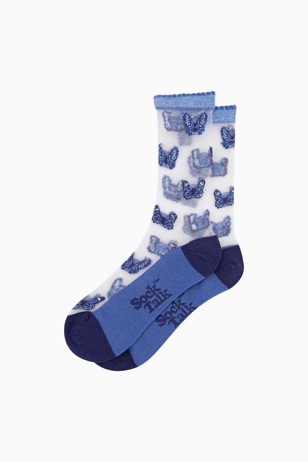 Butterflies-Combed-Cotton-Sheer-Pop-Socks-in-Blue-Lying-Flat