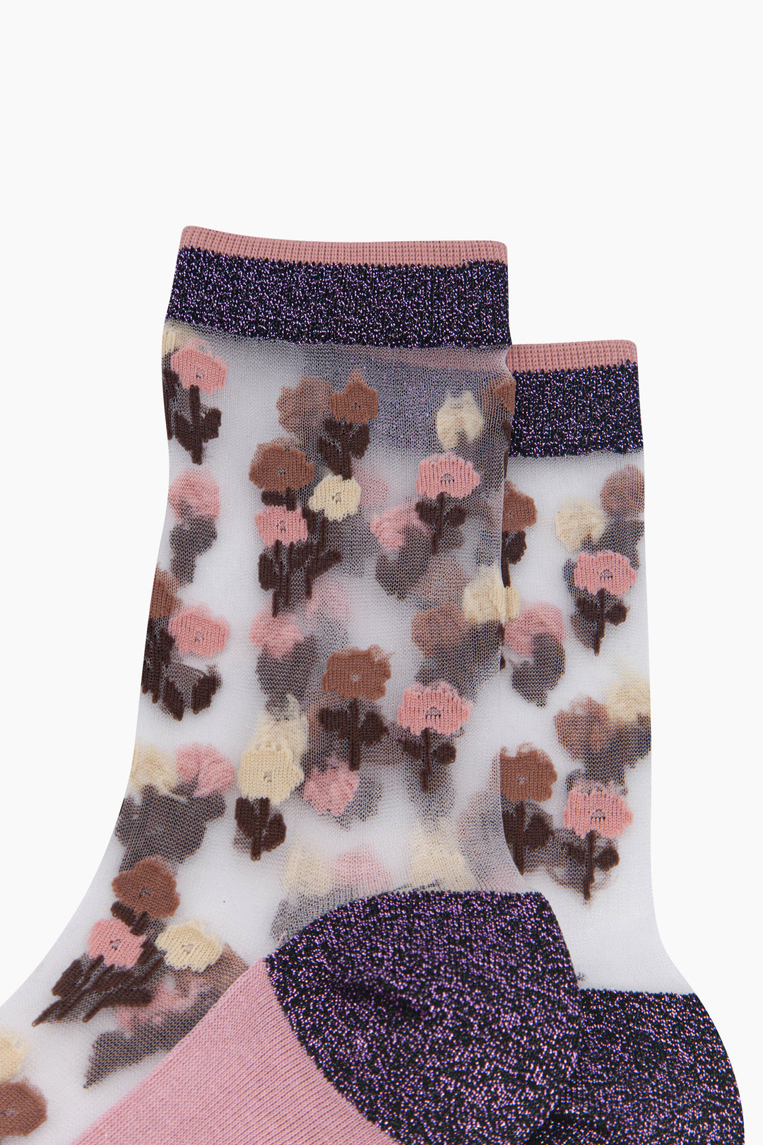 Floral-Sheer-Socks-in-Purple/Pink-Close-Up