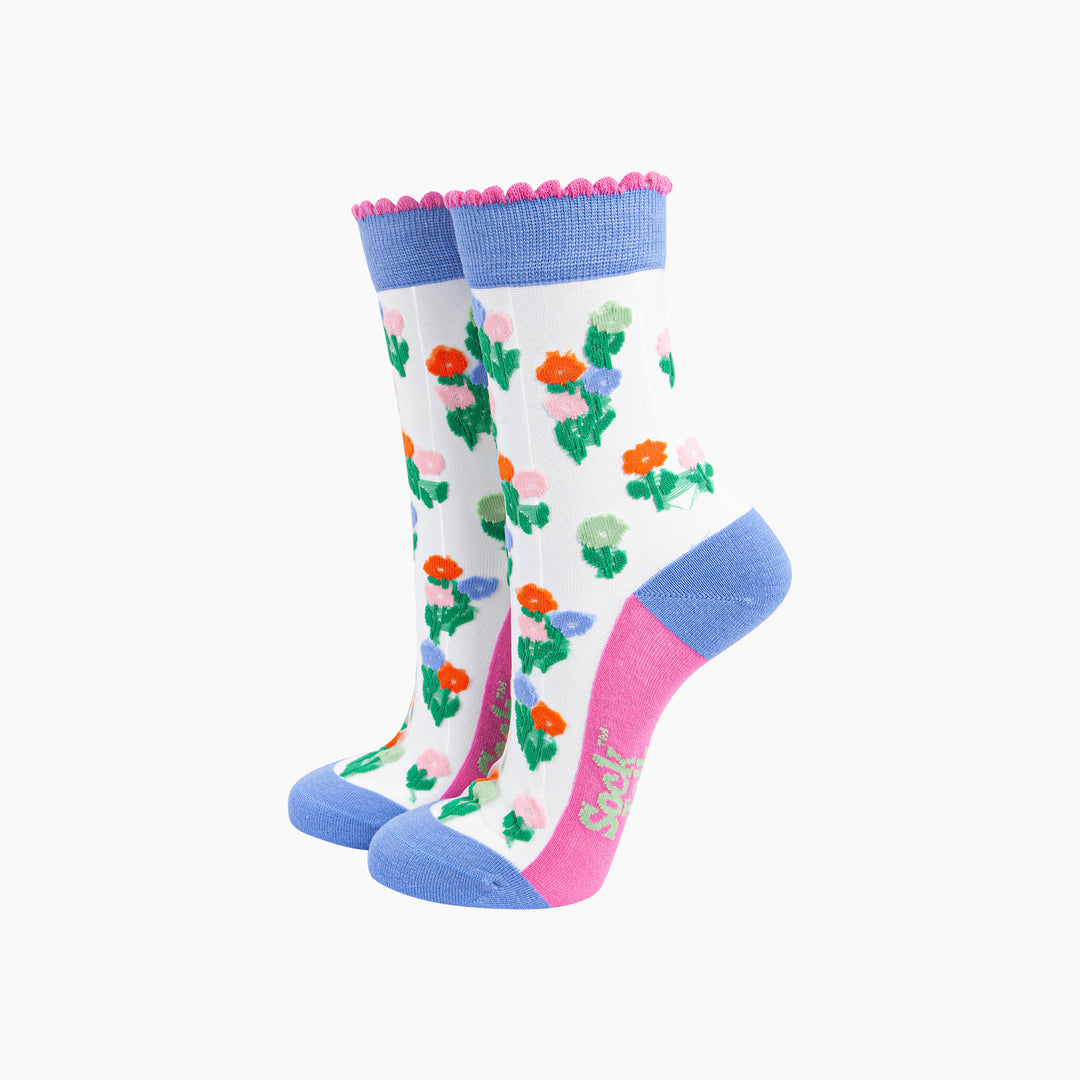 Floral-Posy-Combed-Cotton-Sheer-Pop-Socks-in-Blue-Mannequin