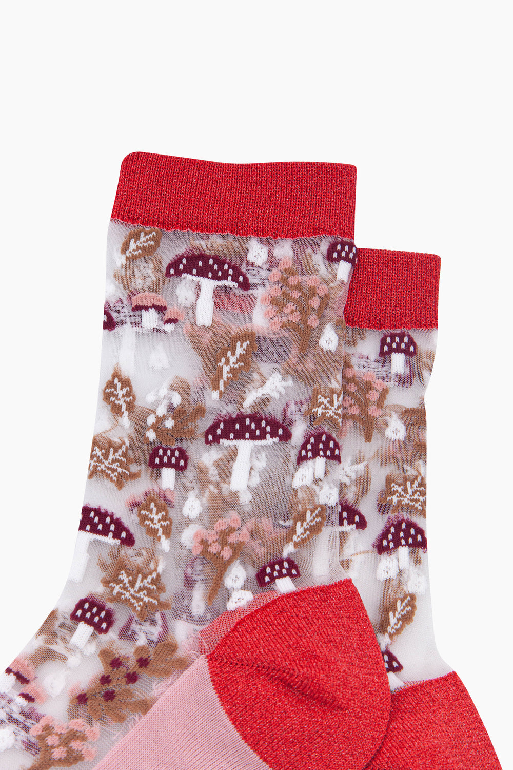 Toadstool-Floral-Sheer-Socks-in-Red-Close-Up