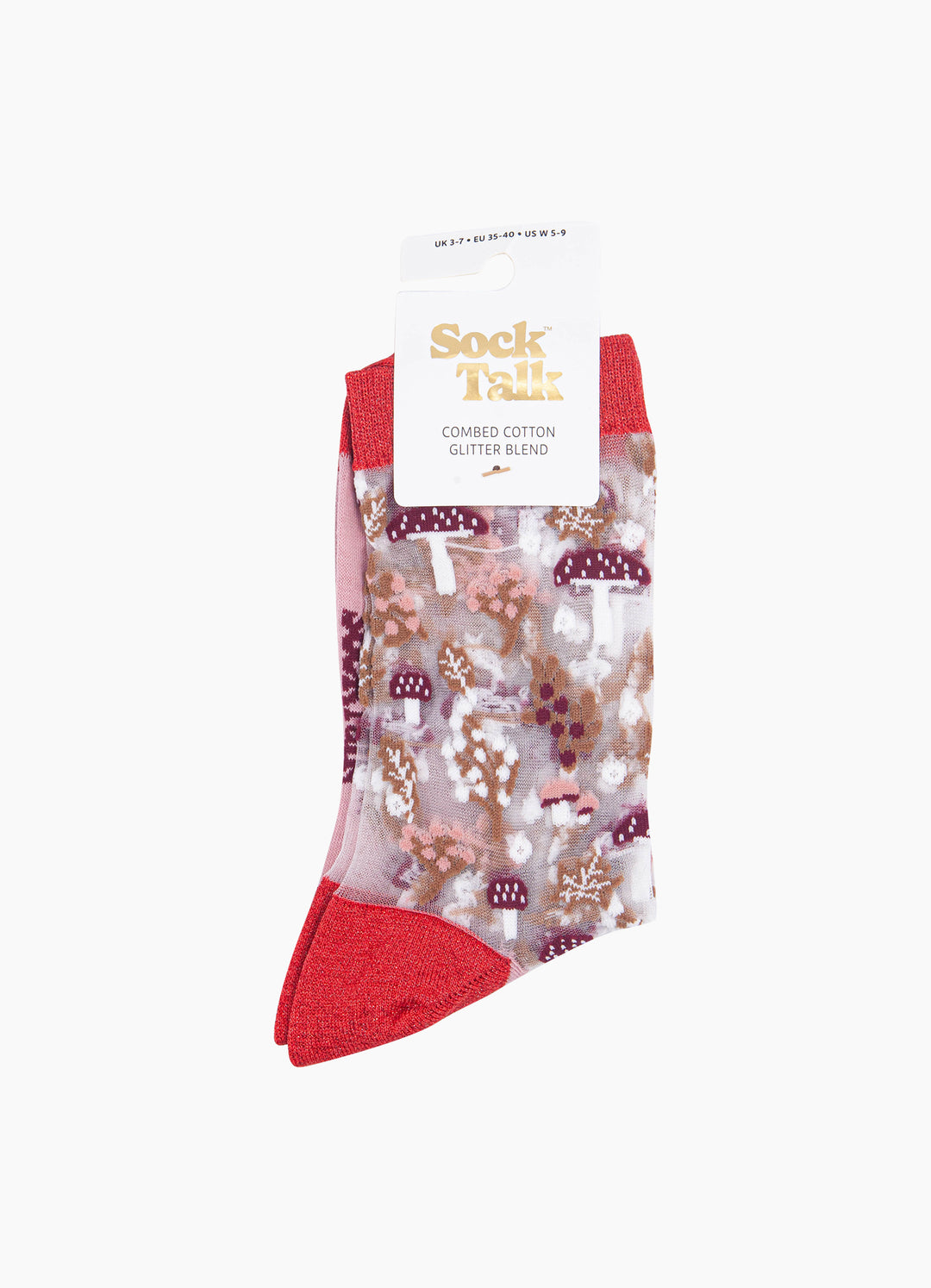Toadstool-Floral-Sheer-Socks-in-Red-In-Packaging