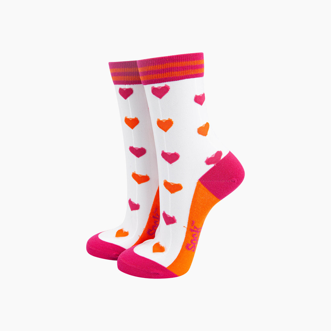 Love-Hearts-Combed-Cotton-Sheer-Pop-Socks-in-Orange/Pink-Mannequin
