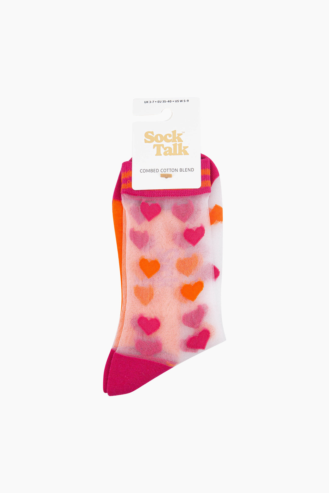 Love-Hearts-Combed-Cotton-Sheer-Pop-Socks-in-Orange/Pink-In-Packaging