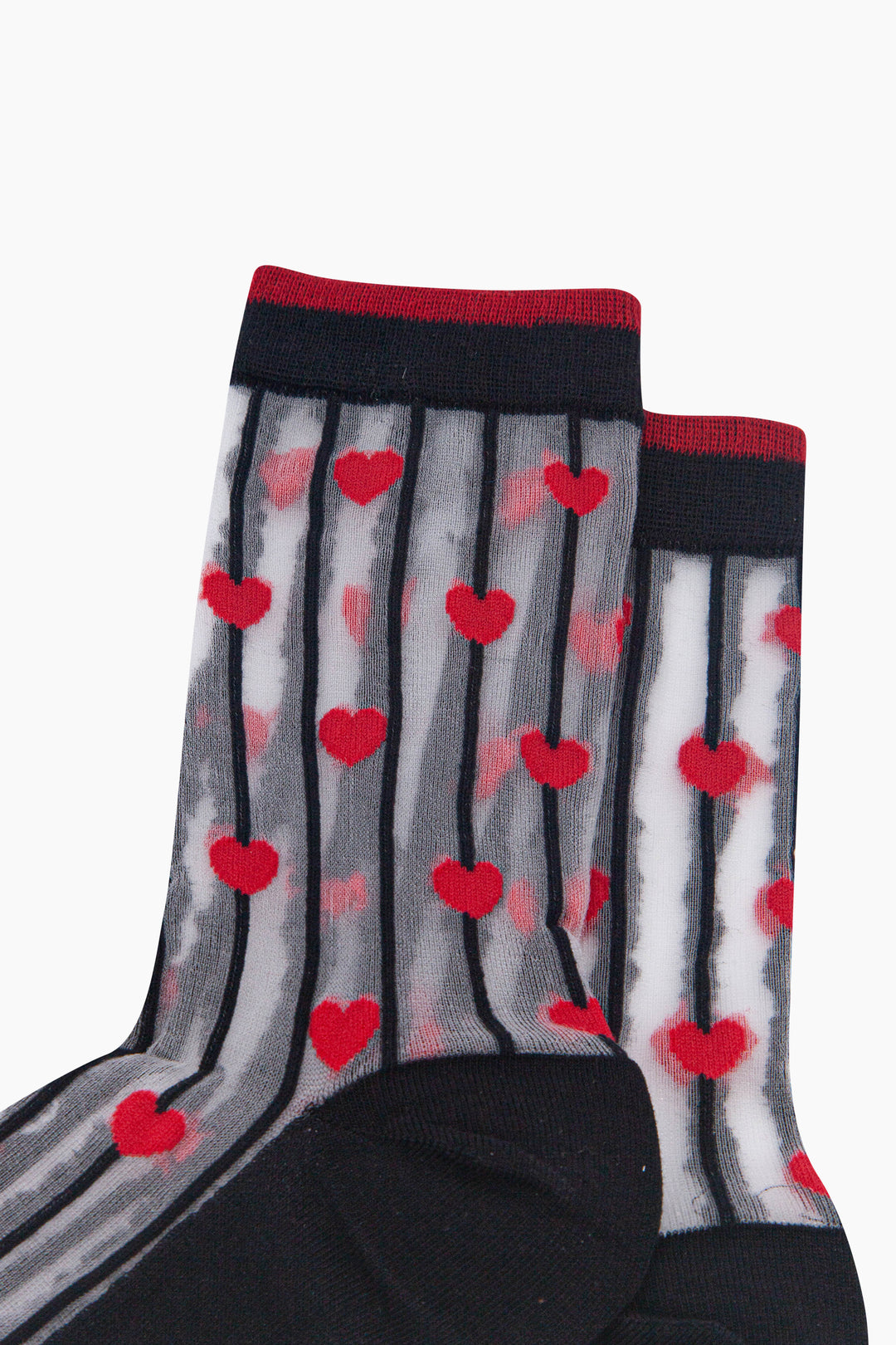 Stripe-&-Heart-Sheer-Socks-in-Black/Red-Close-Up