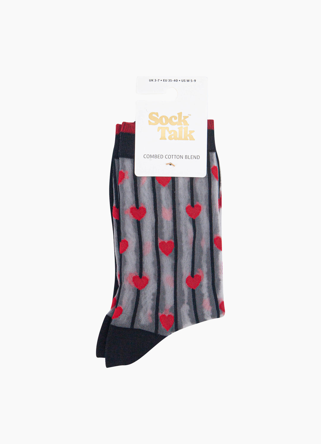 Stripe-&-Heart-Sheer-Socks-in-Black/Red-In-Packaging