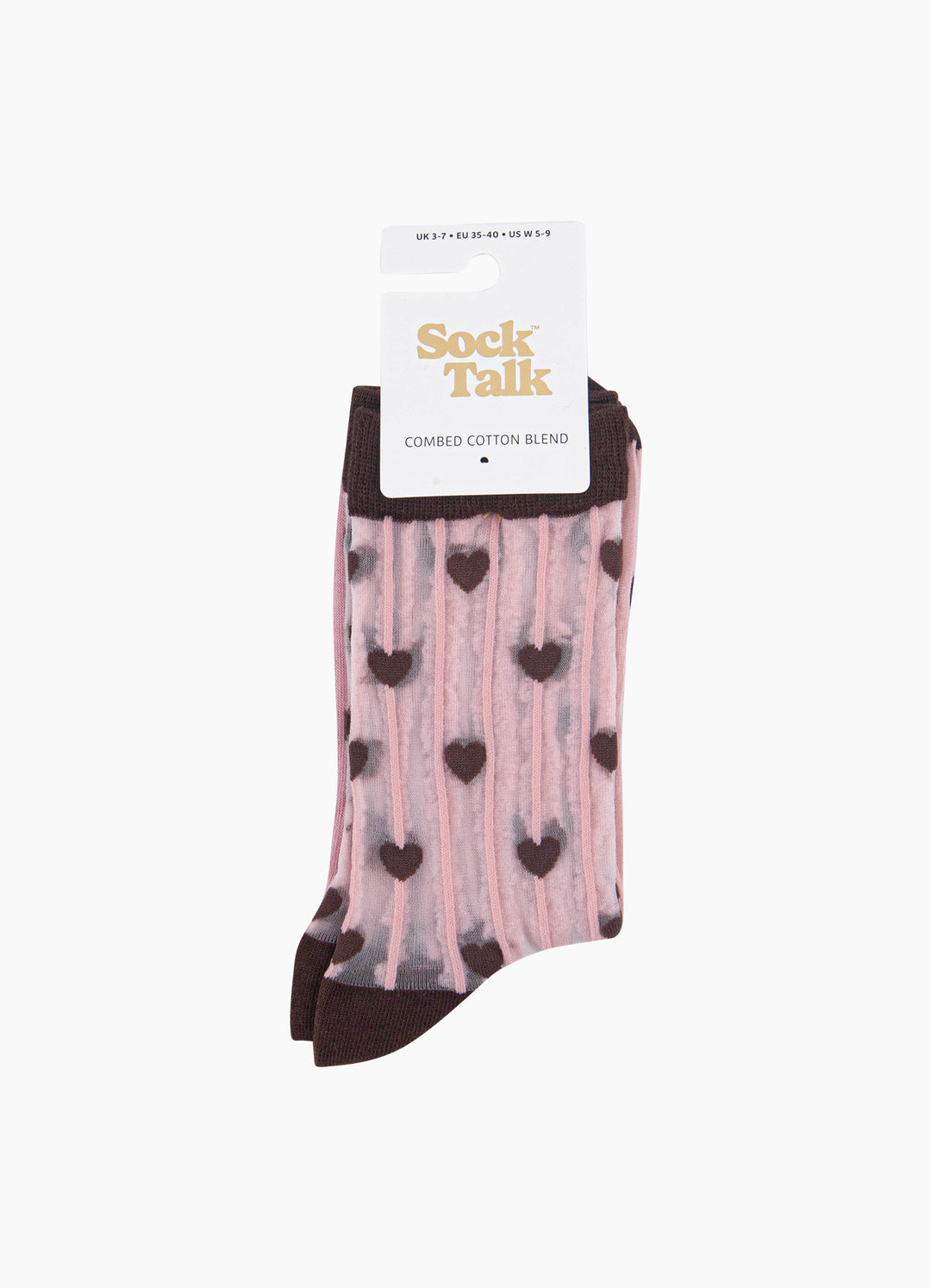 Stripe-&-Heart-Sheer-Socks-in-Brown/Soft-Pink-In-Packaging