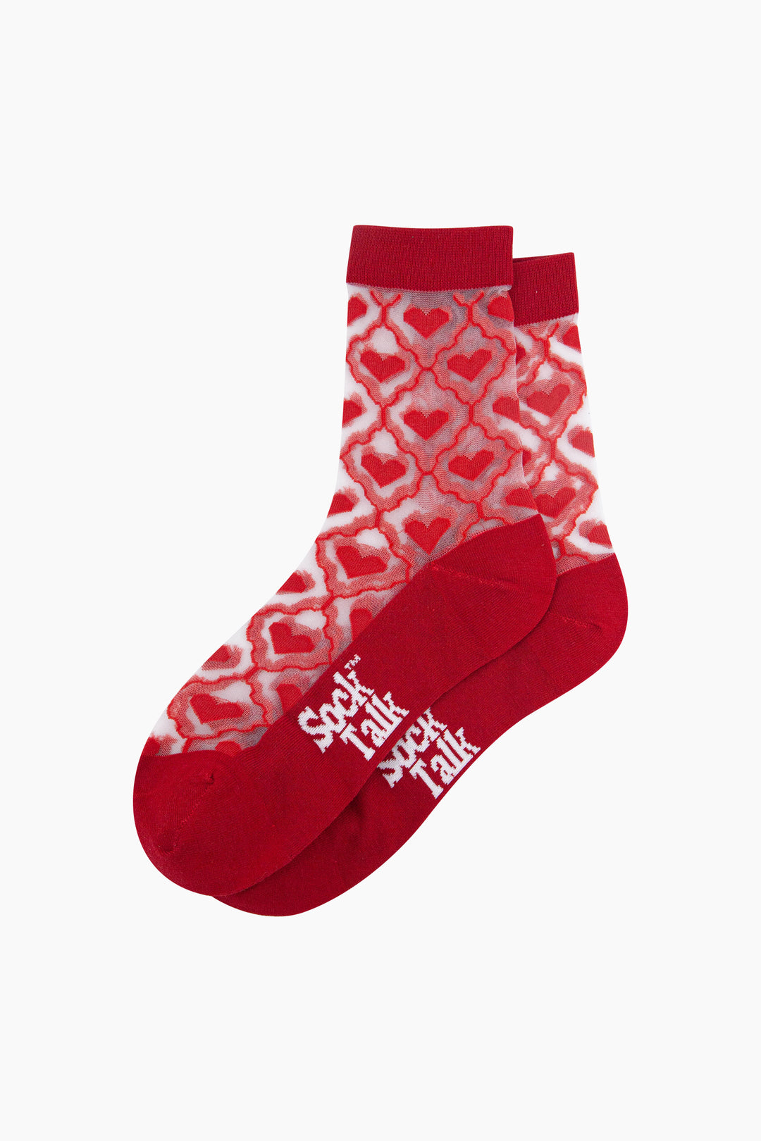 Heart-Ribbon-Combed-Cotton-Sheer-Pop-Socks-in-Red-Lying-Flat