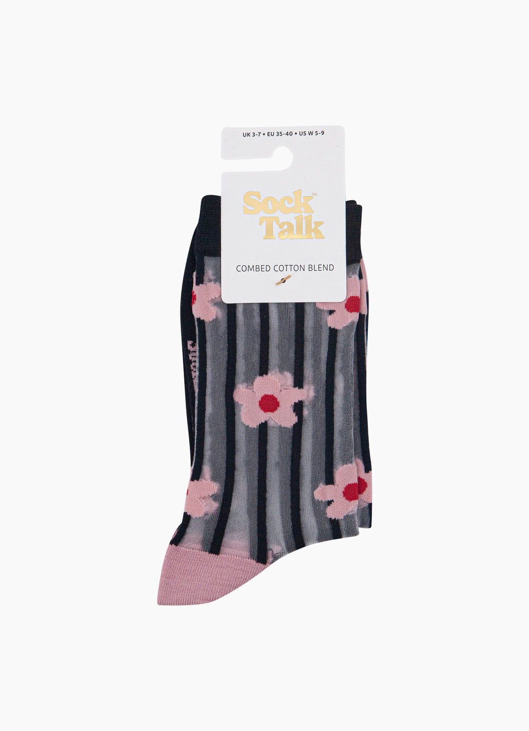 Stripe-&-Daisy-Sheer-Socks-in-Black/Pink-In-Packaging