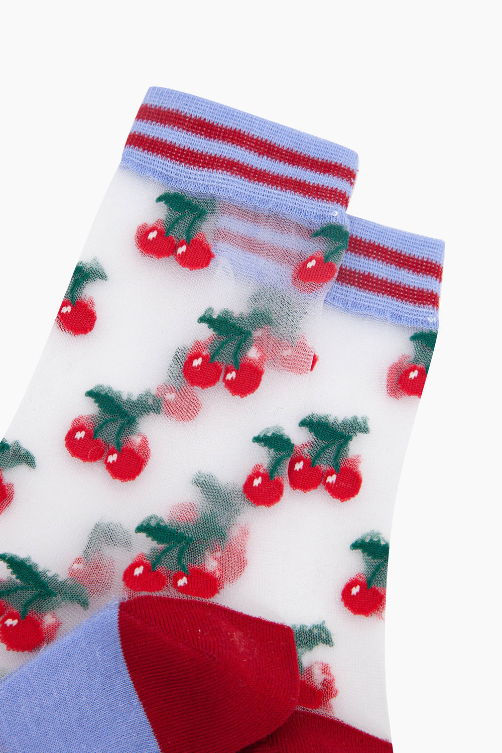 Cherry-Fruit-Combed-Cotton-Sheer-Pop-Socks-close-up