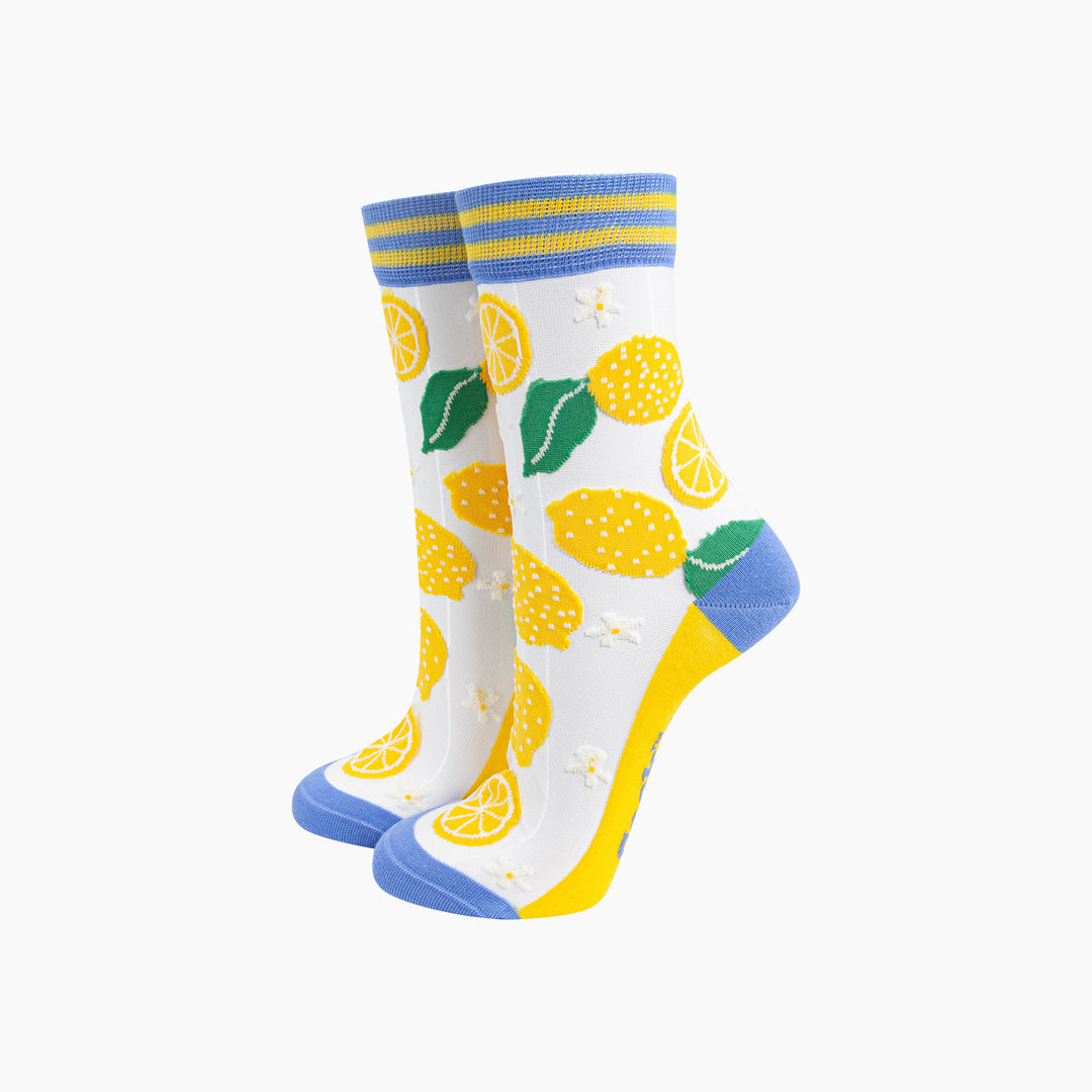 Lemons-Fruit-Combed-Cotton-Sheer-Pop-Socks-Mannequin