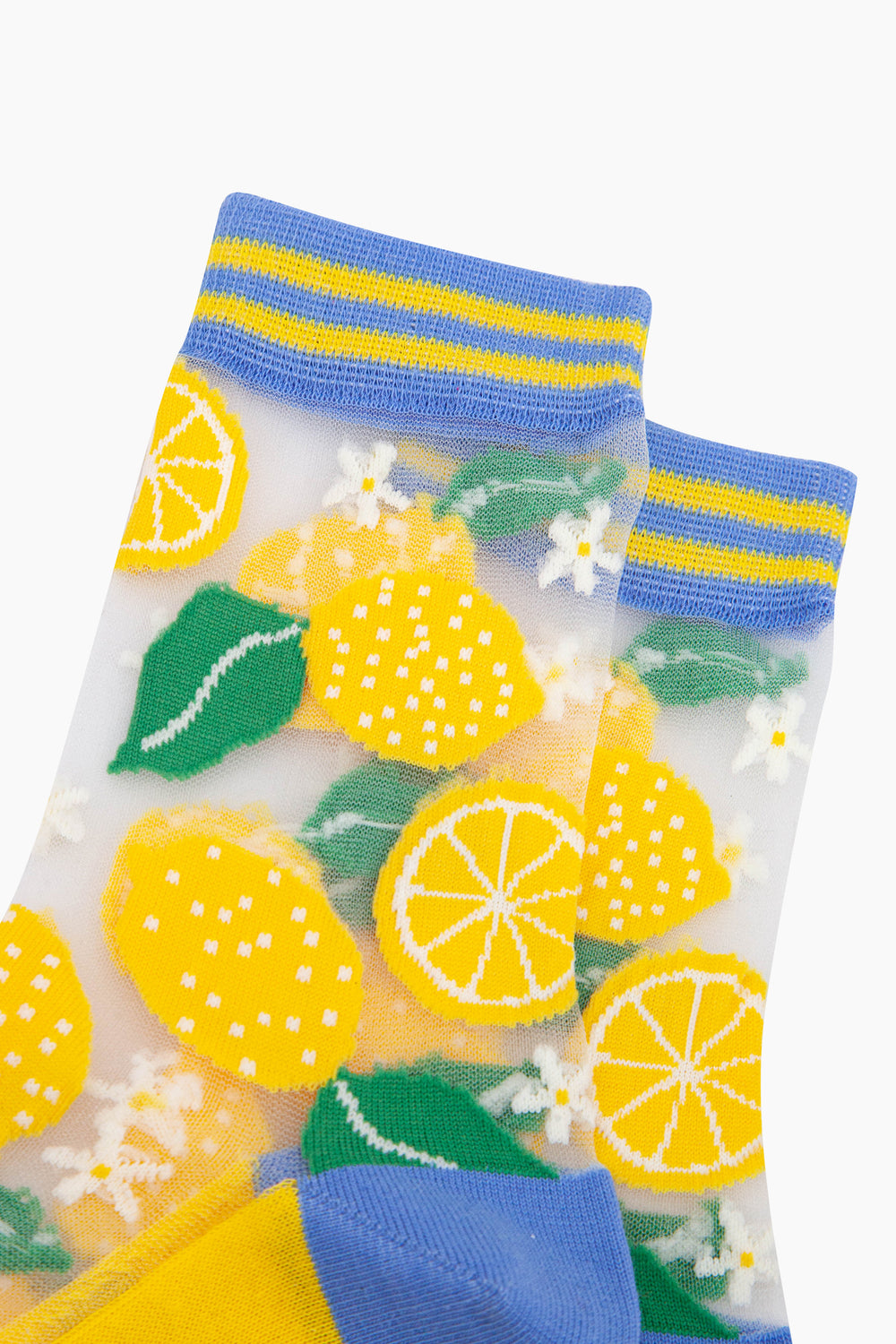 Lemons-Fruit-Combed-Cotton-Sheer-Pop-Socks-Closeup