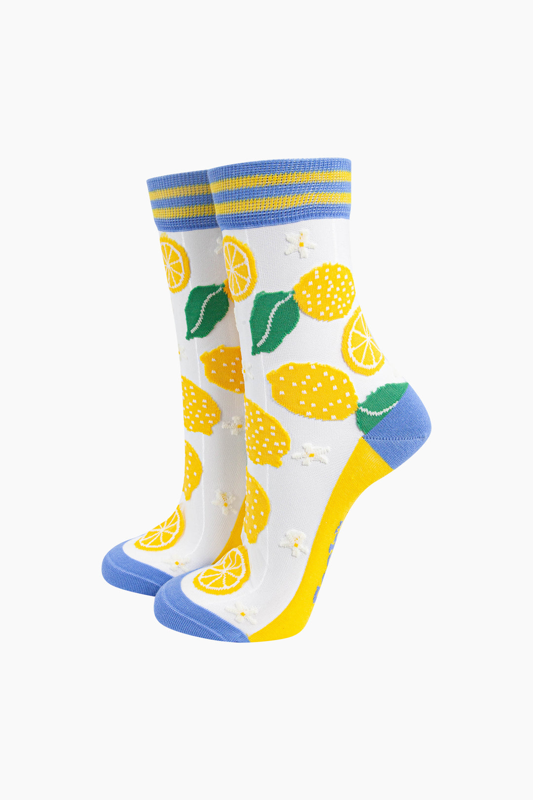 Lemons-Fruit-Combed-Cotton-Sheer-Pop-Socks-Mannequin